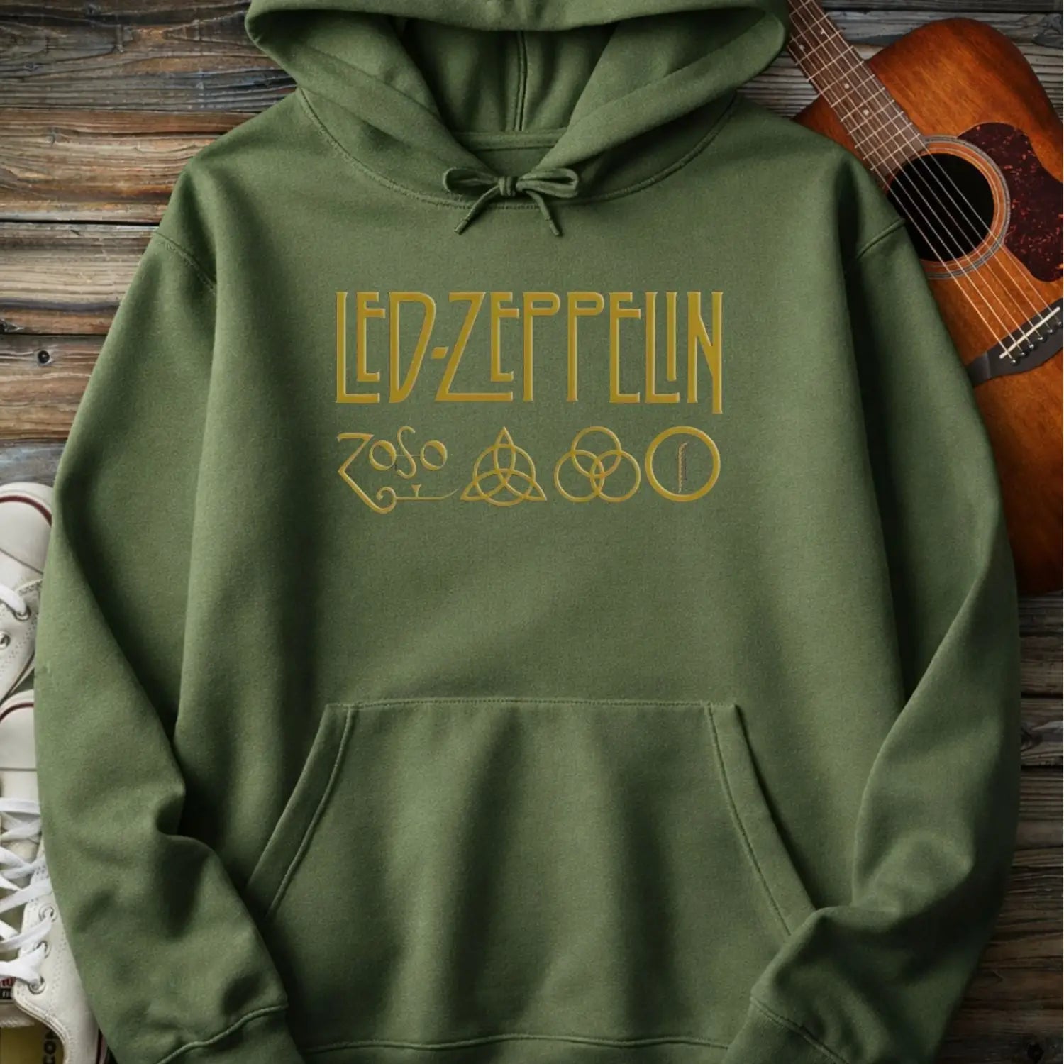Led Zeppelin Hoodie - Military Green / S - Hoodie