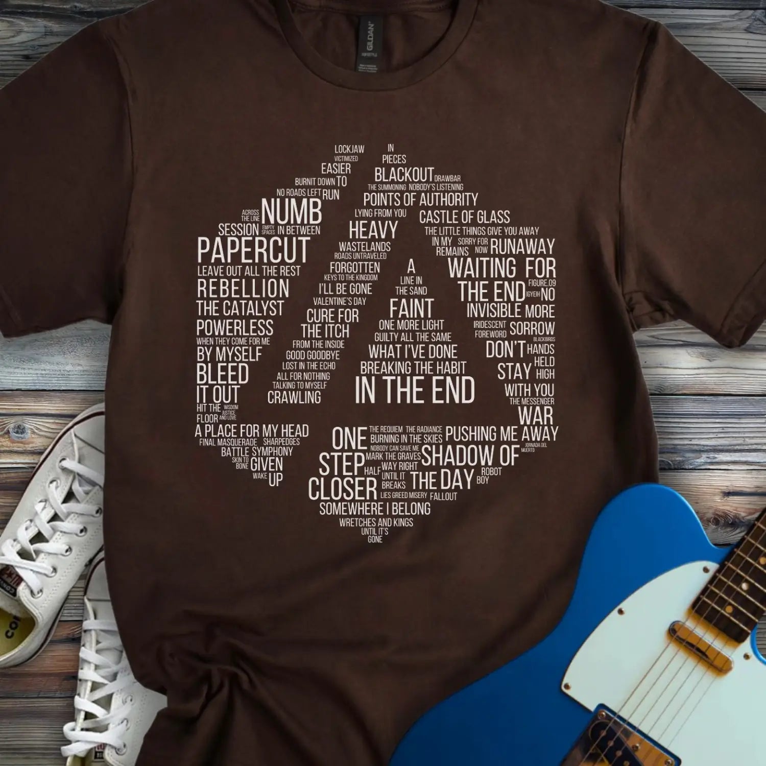 Linkin Park Typographic tribute T-shirt - Dark Chocolate / S - T-Shirt