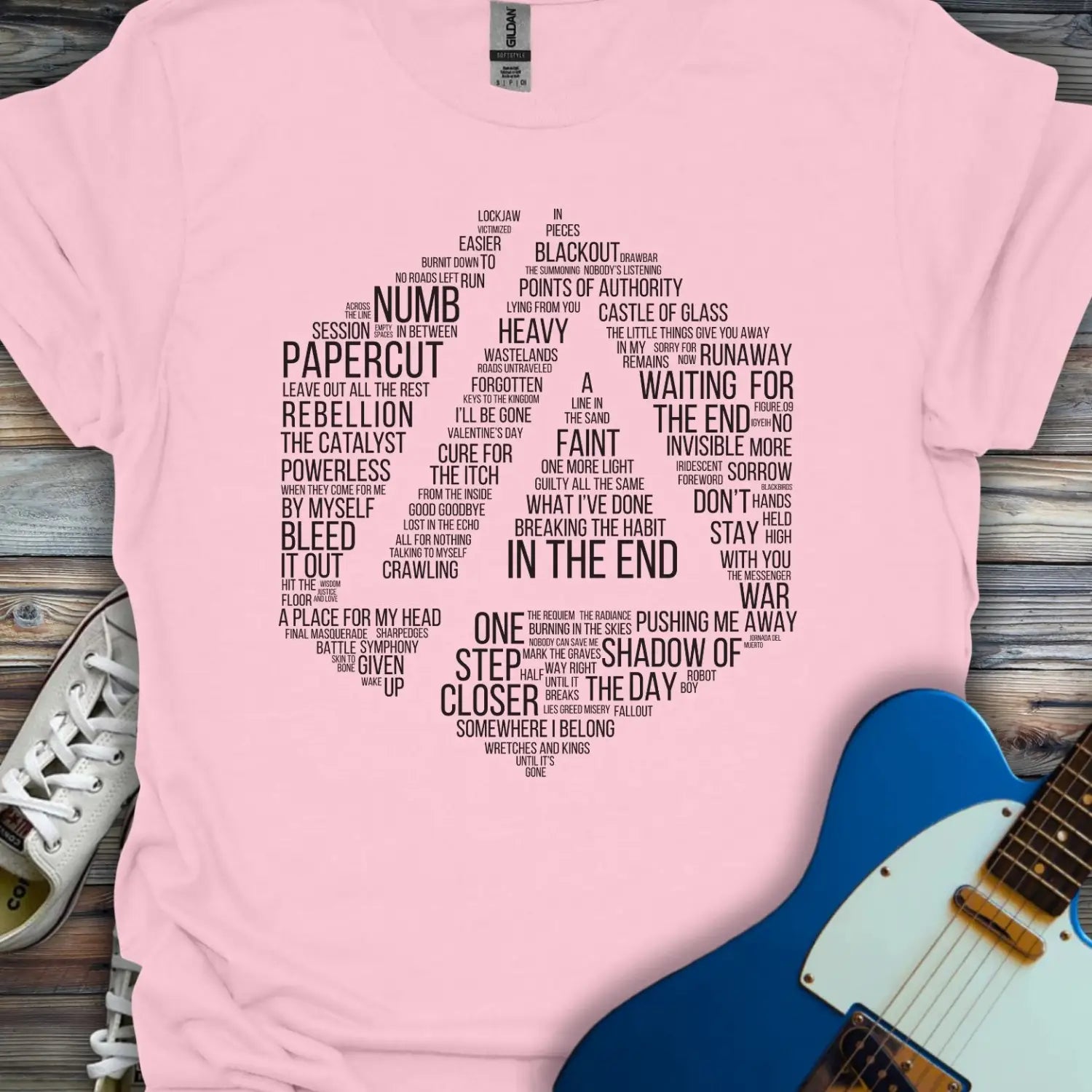 Linkin Park Typographic tribute T-shirt - Light Pink / S - T-Shirt