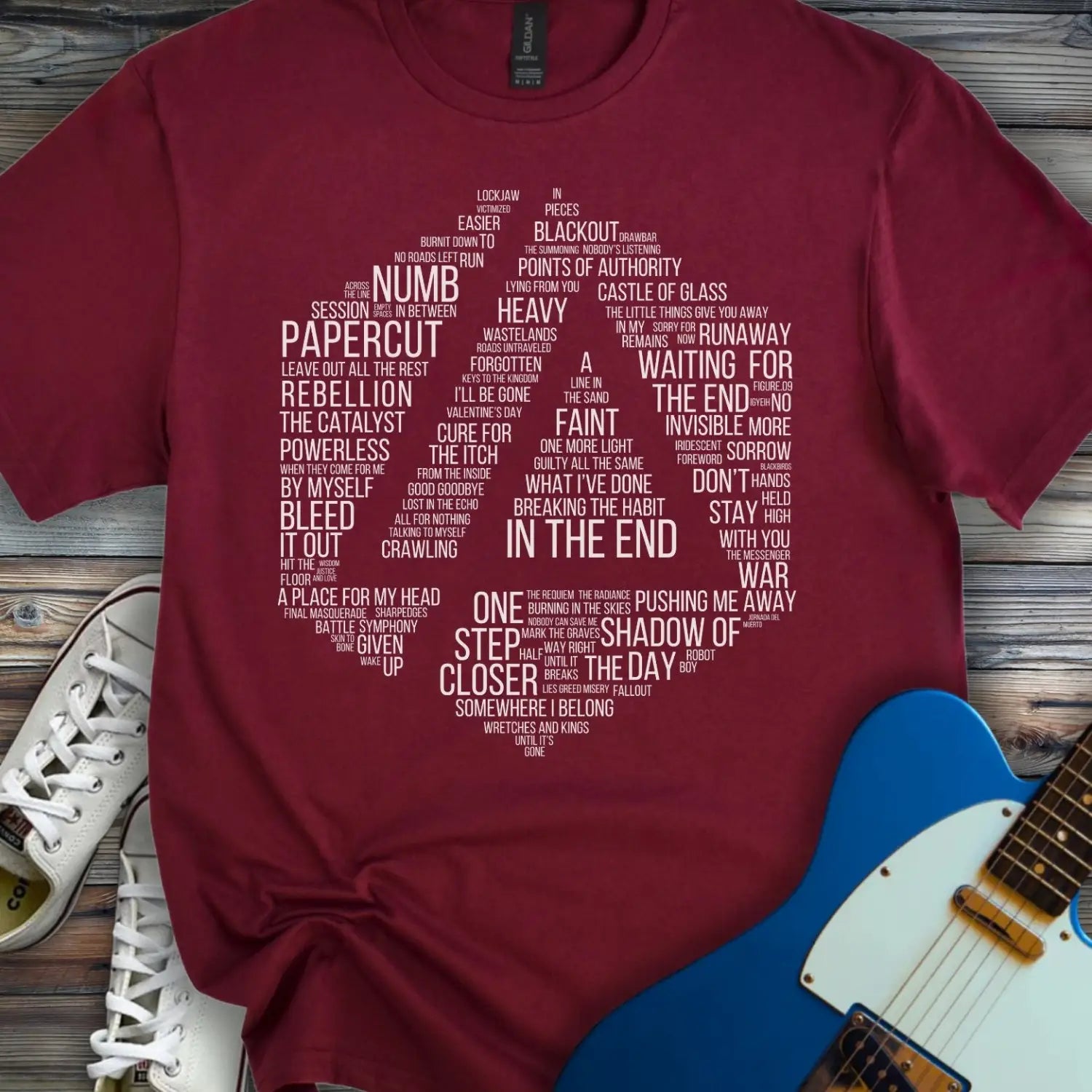 Linkin Park Typographic tribute T-shirt - Maroon / S - T-Shirt