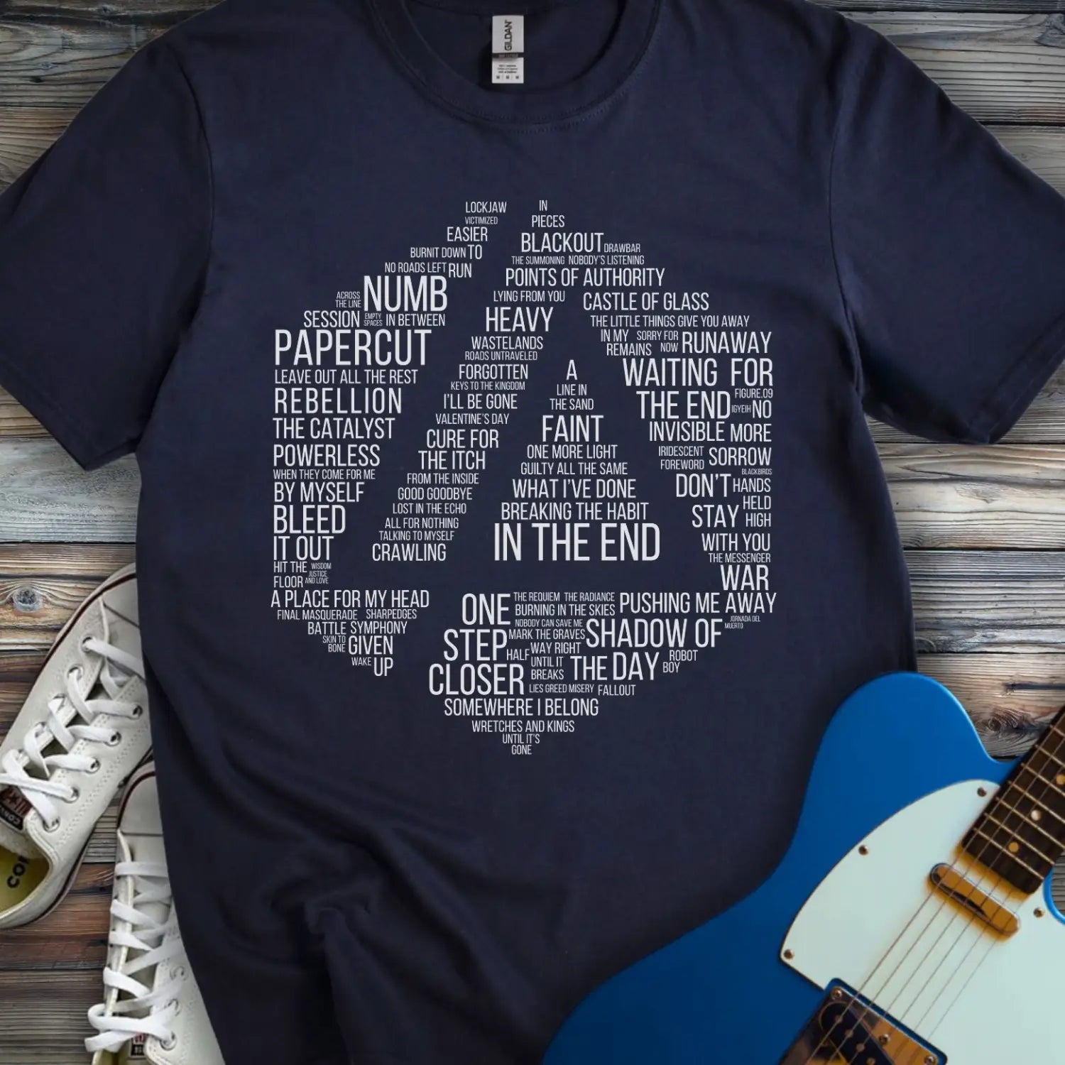 Linkin Park Typographic tribute T-shirt - Navy / S - T-Shirt