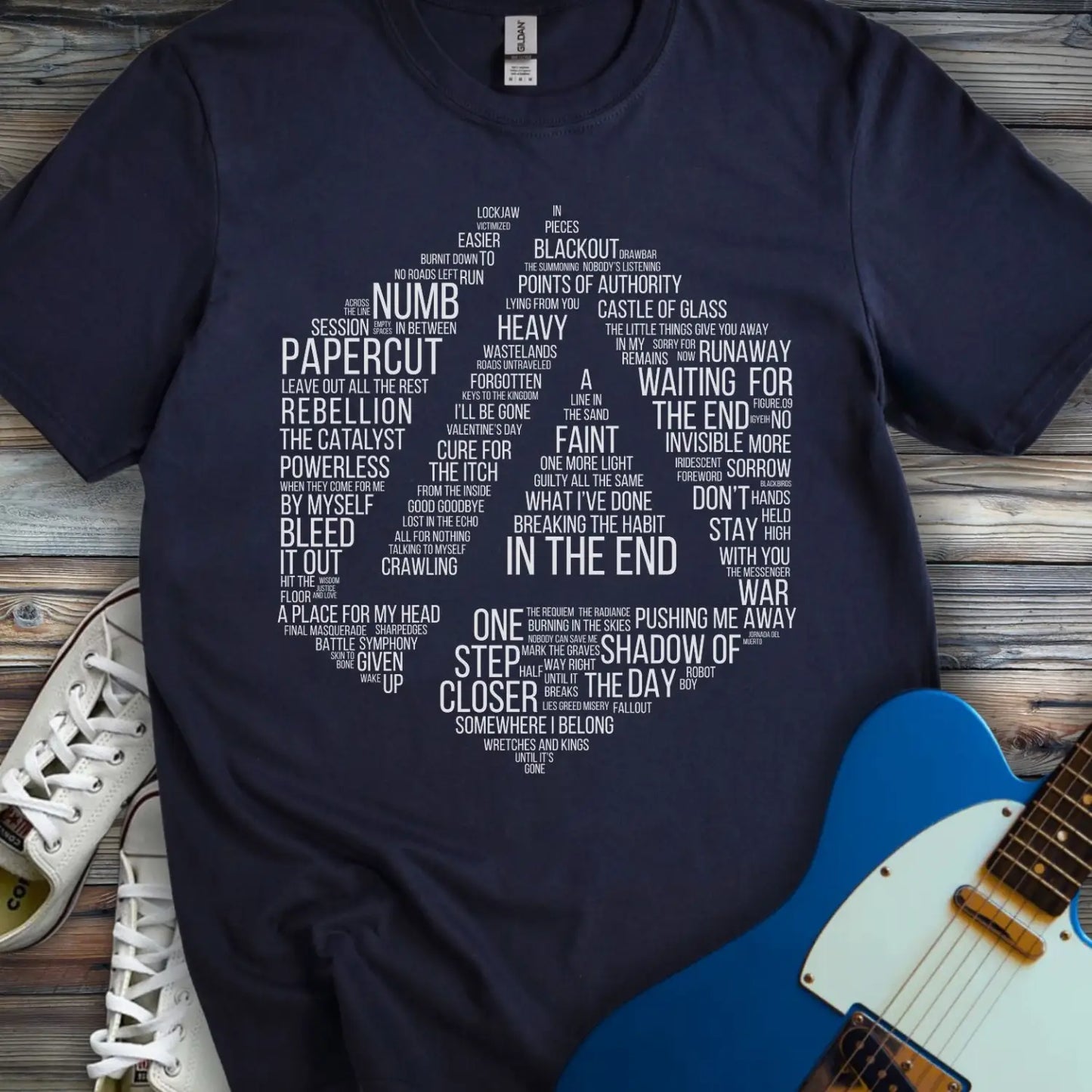 Linkin Park Typographic tribute T-shirt - Navy / S - T-Shirt