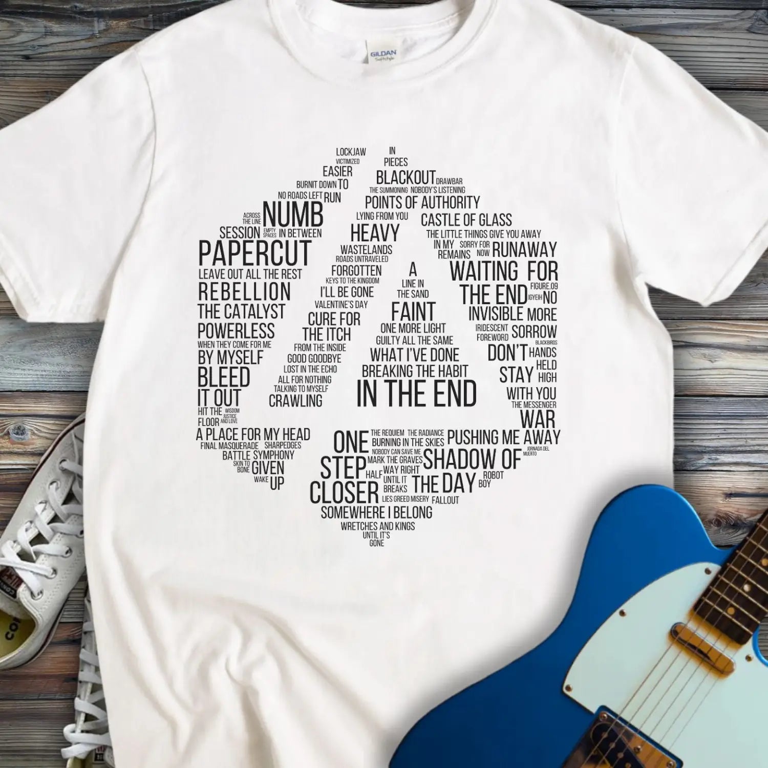 Linkin Park Typographic tribute T-shirt - White / S - T-Shirt