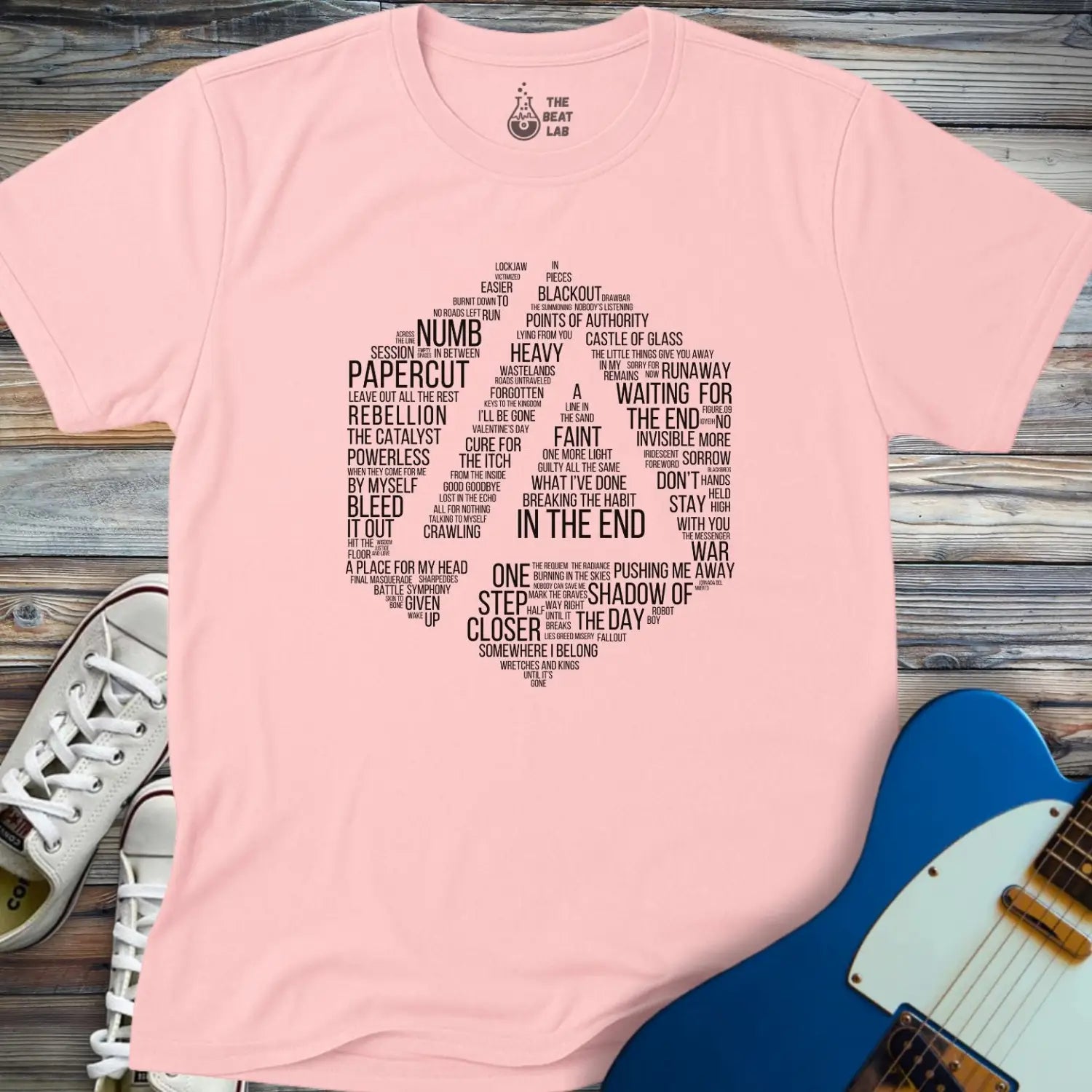 Linkin Park Typography T-shirt - Light Pink / S - T-Shirt