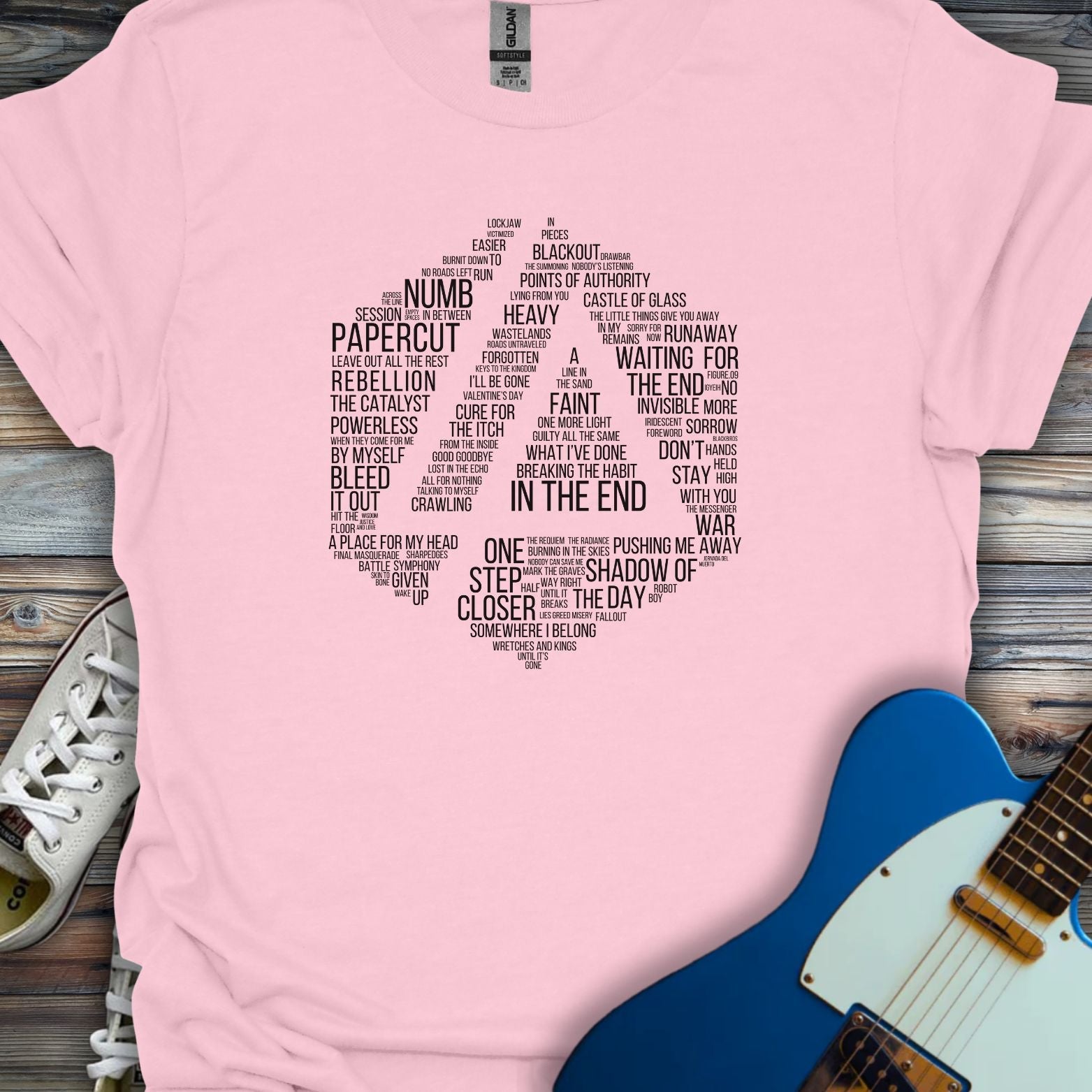 Linkin Park Typography T-shirt Light Pink