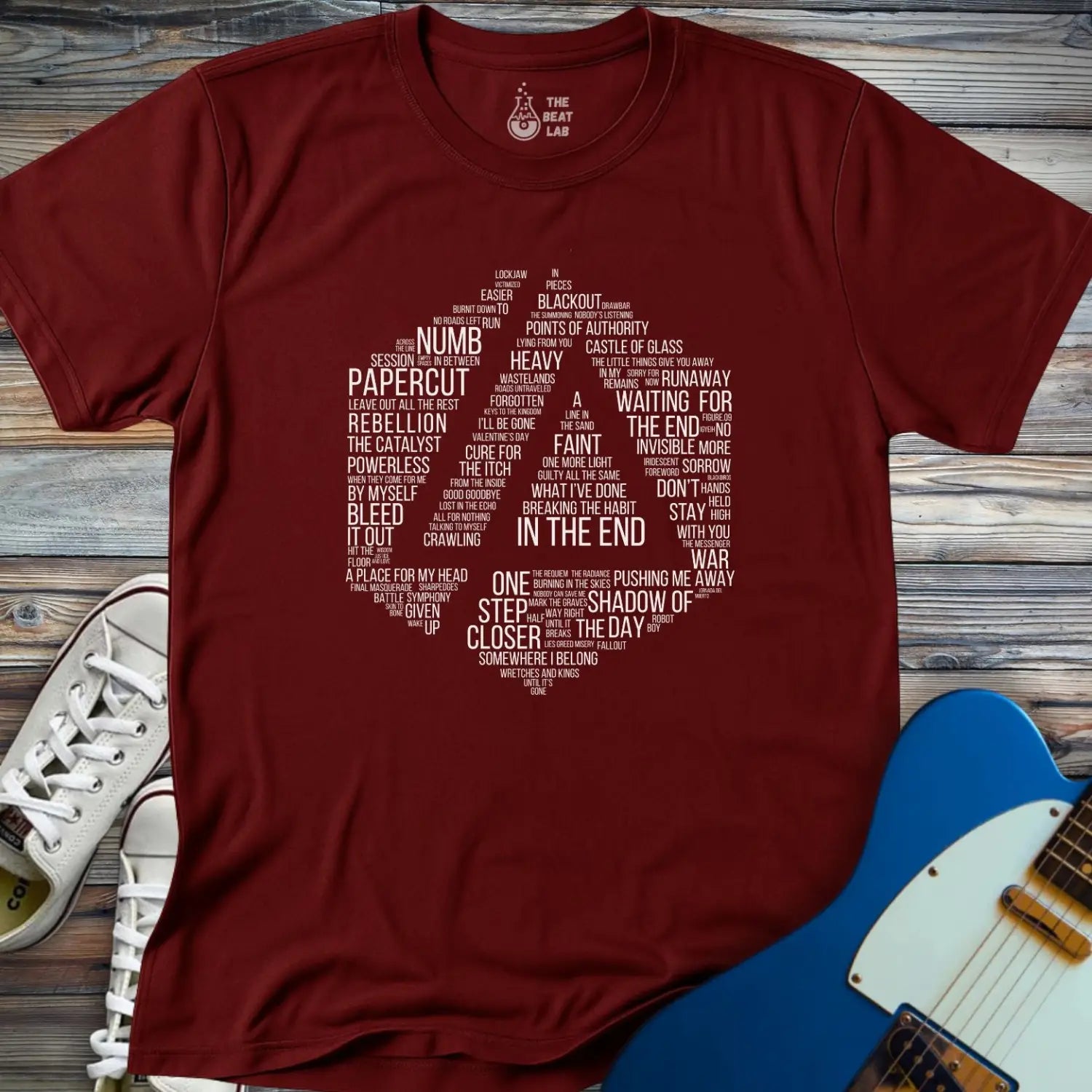 Linkin Park Typography T-shirt - Maroon / S - T-Shirt