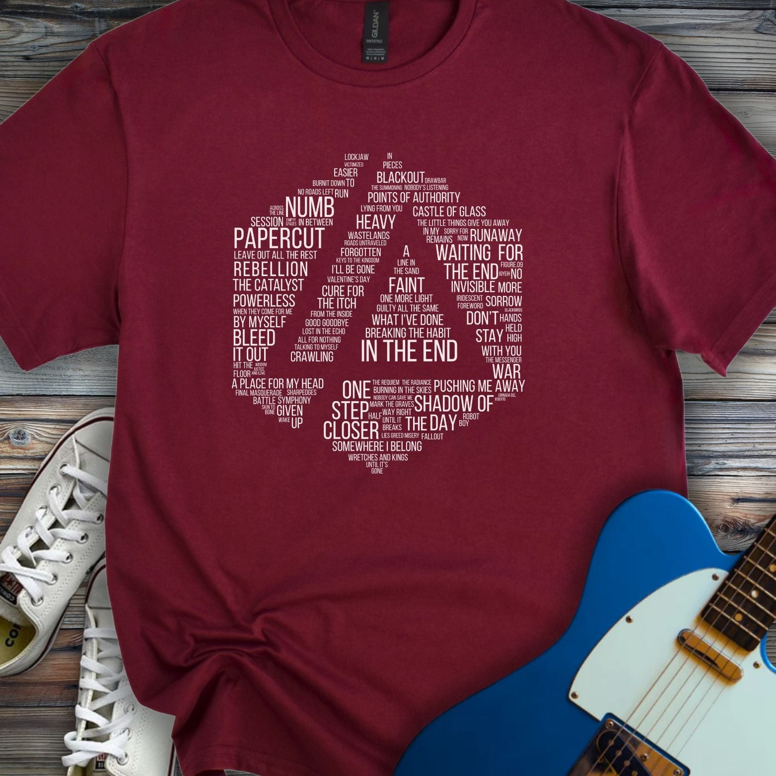 Linkin Park Typography T-shirt Maroon