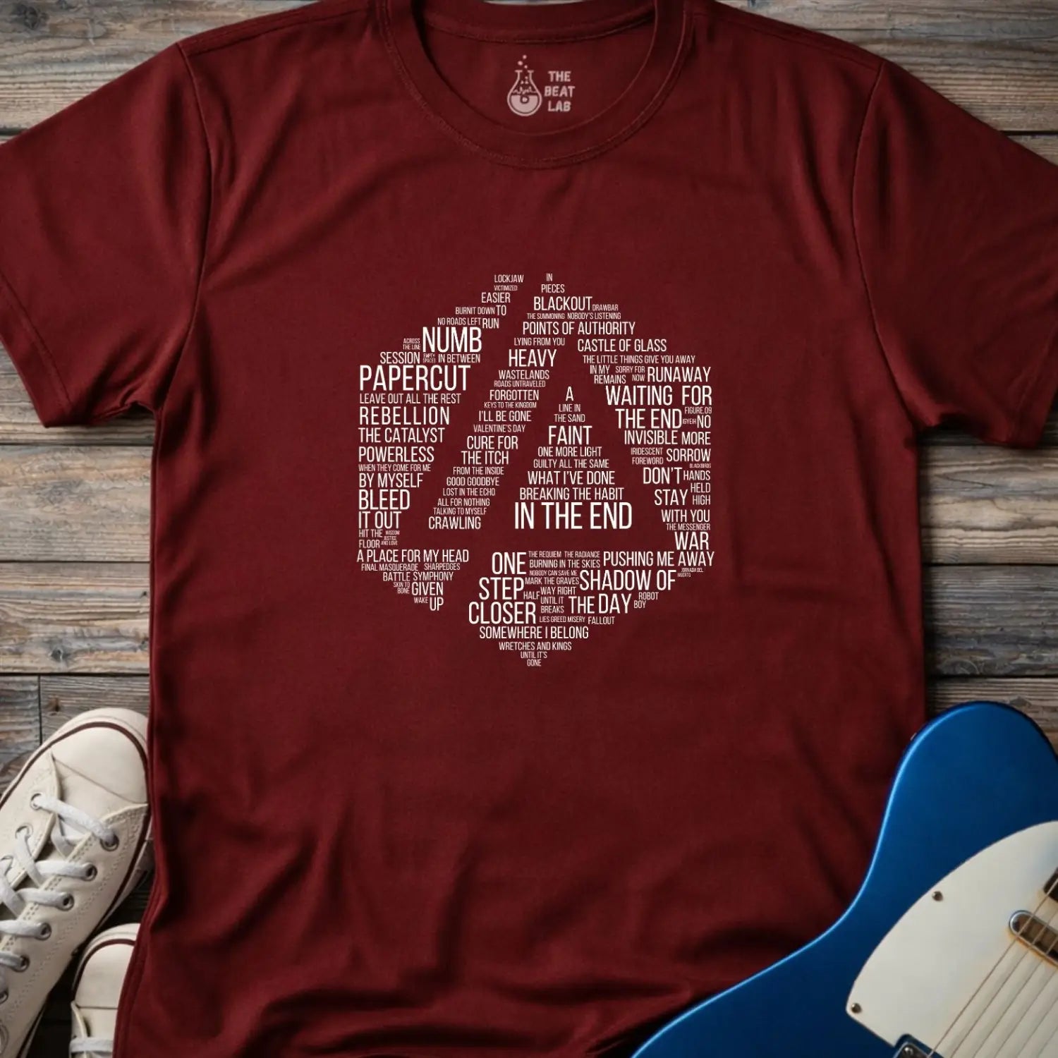 Linkin Park Typography T-shirt - Maroon / S - T-Shirt
