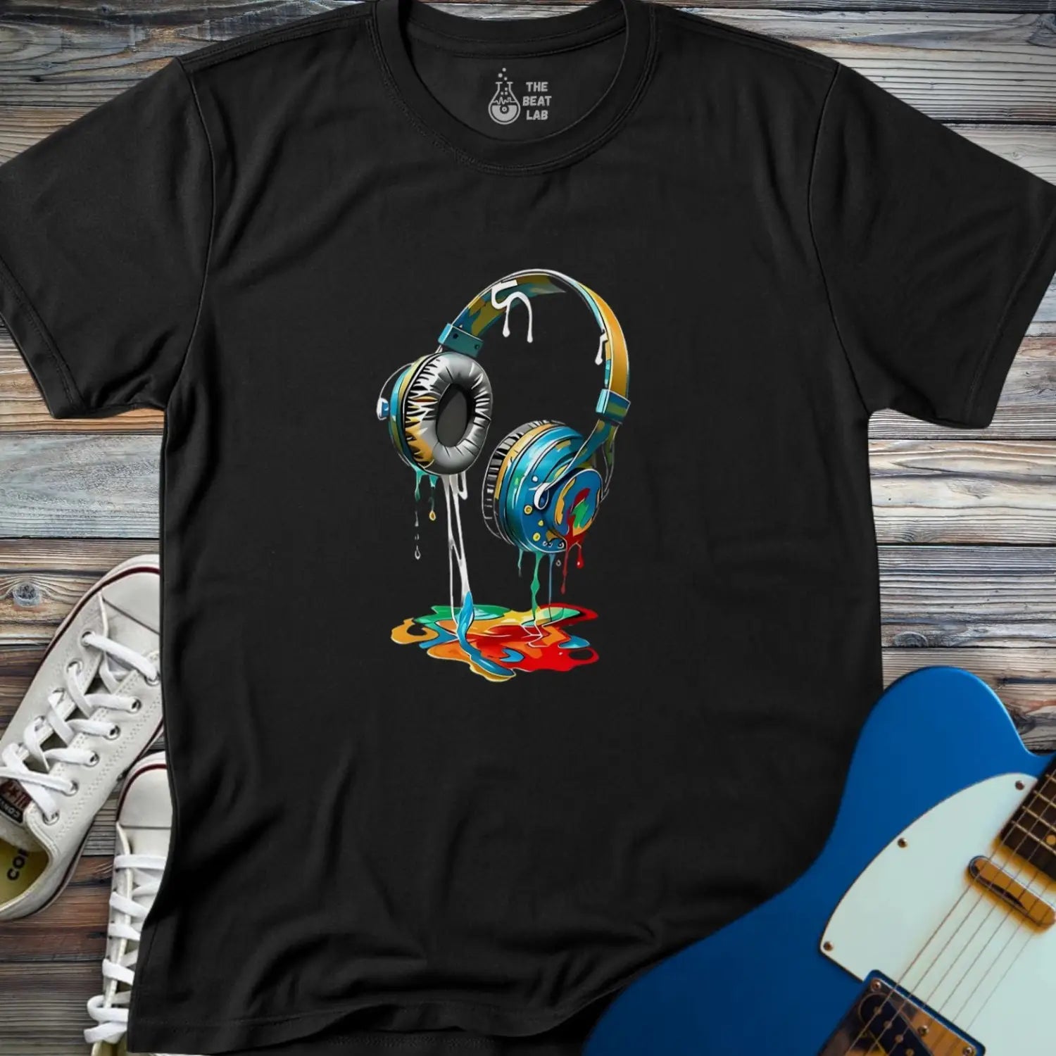 Melting Headphones T-shirt - Black / S - T-Shirt