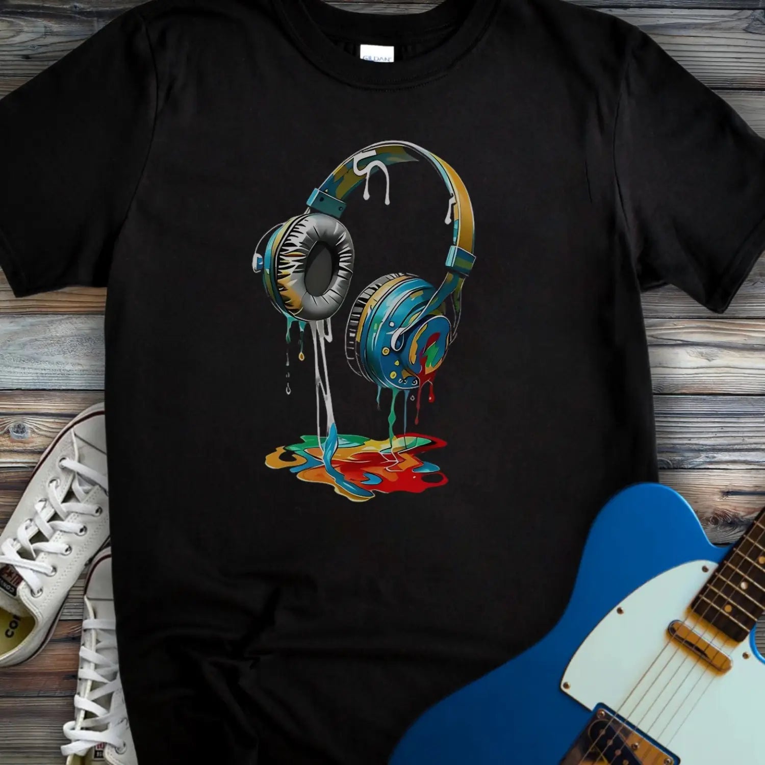 Melting Headphones T-shirt - Black / S - T-Shirt