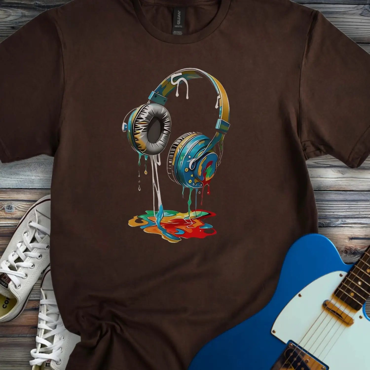 Melting Headphones T-shirt - Dark Chocolate / S - T-Shirt