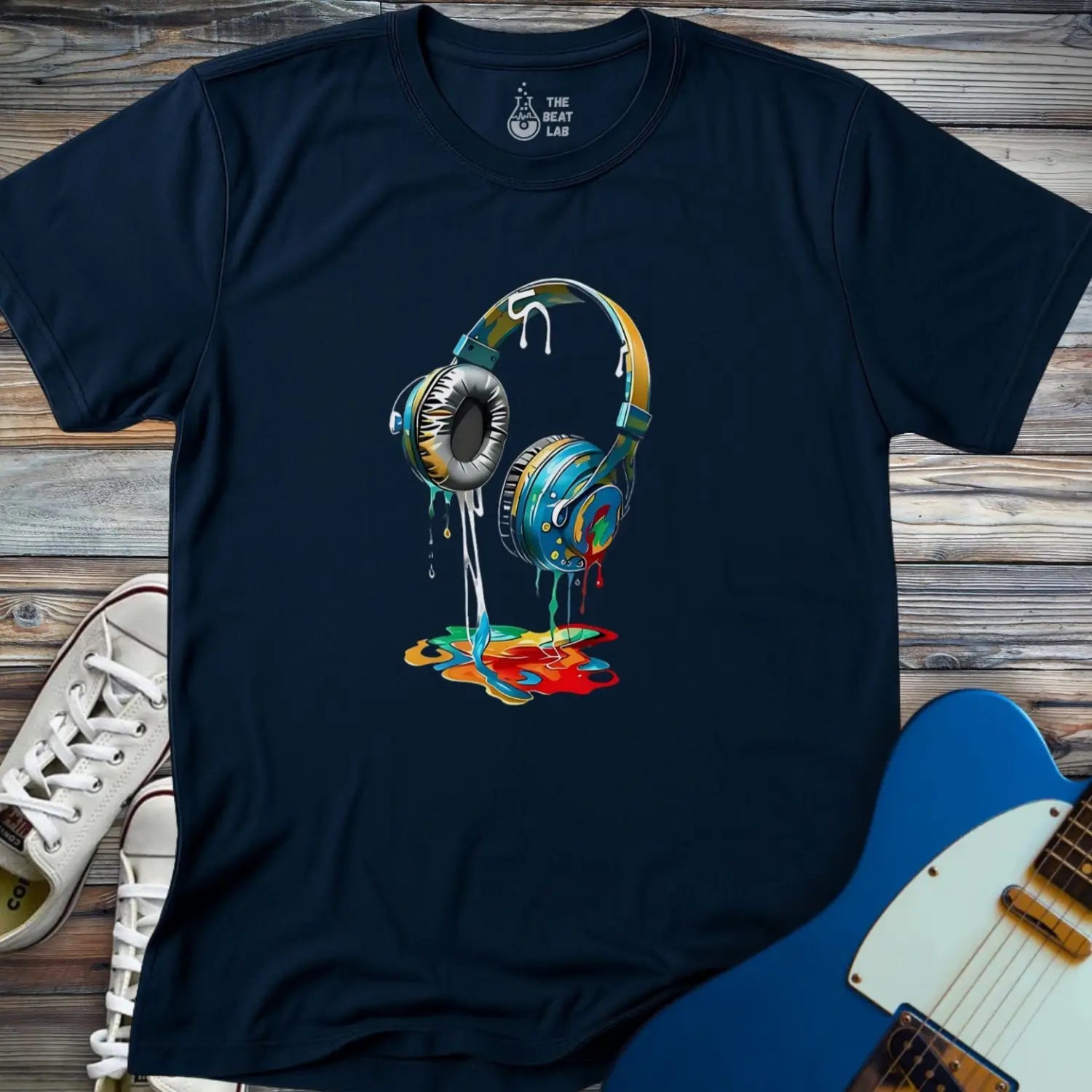 Melting Headphones T-shirt - Navy / S - T-Shirt