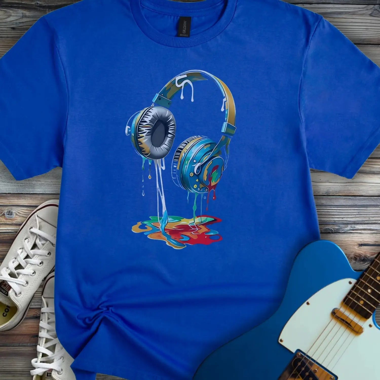 Melting Headphones T-shirt - Royal / S - T-Shirt