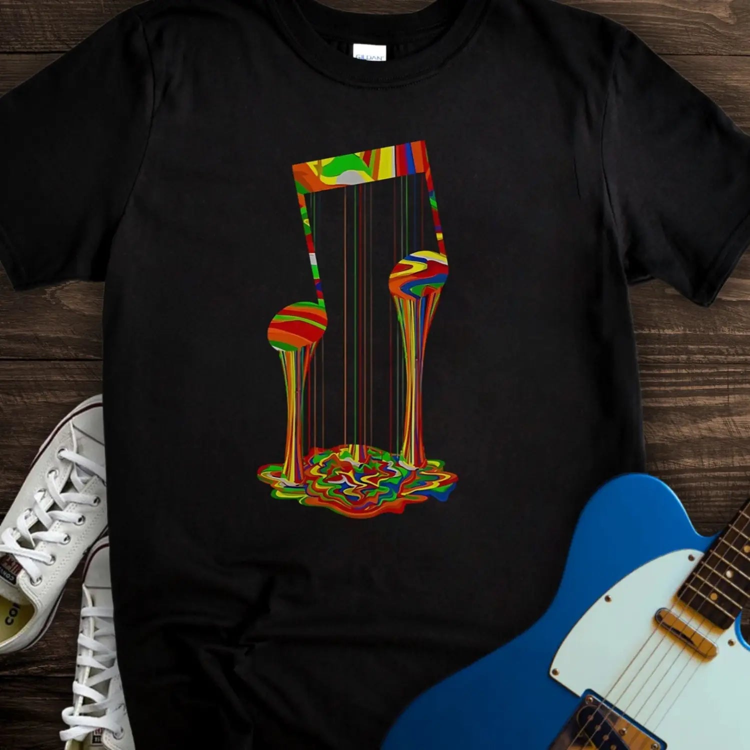 Melting Note T-shirt - Black / S - T-Shirt