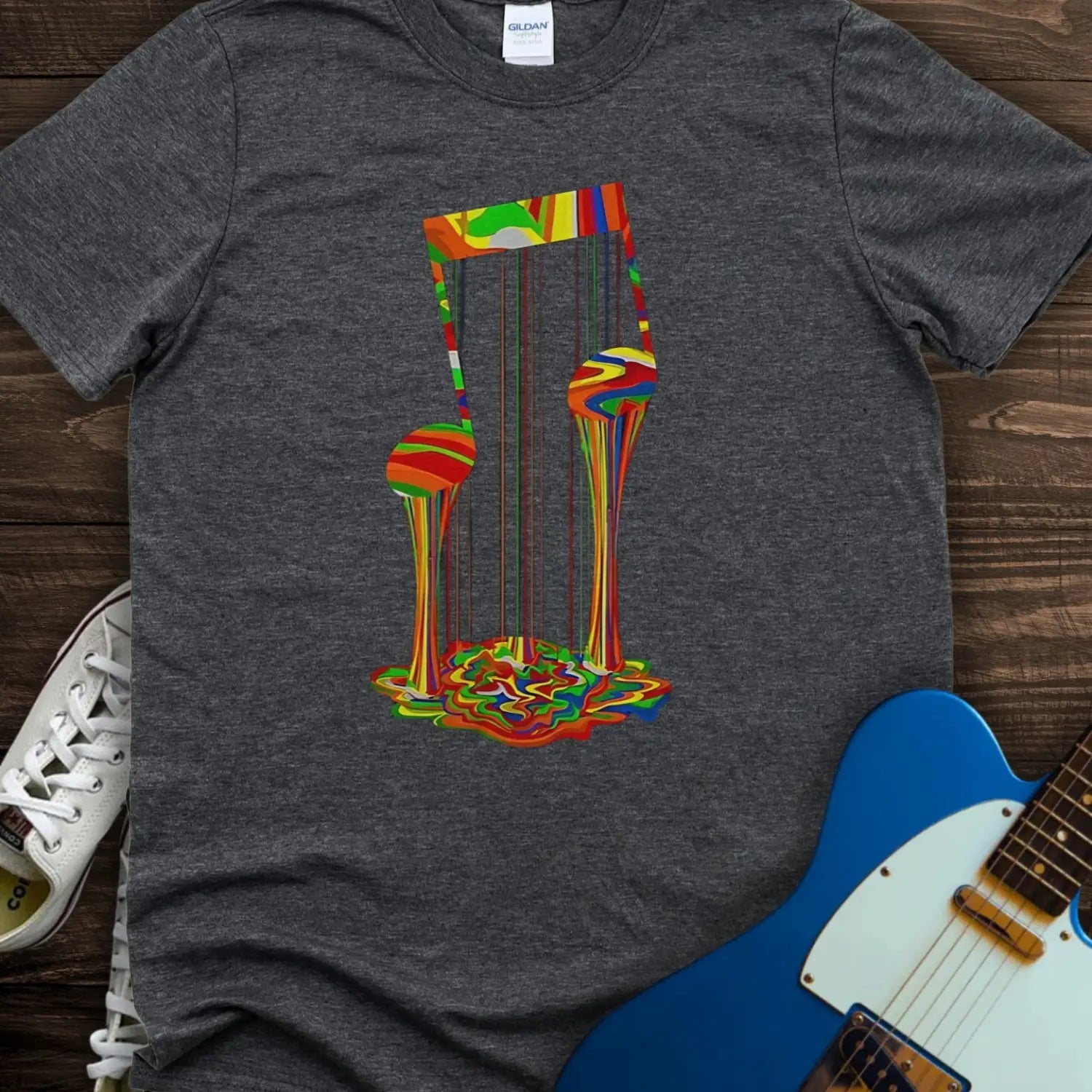 Melting Note T-shirt - Dark Heather Grey / S - T-Shirt
