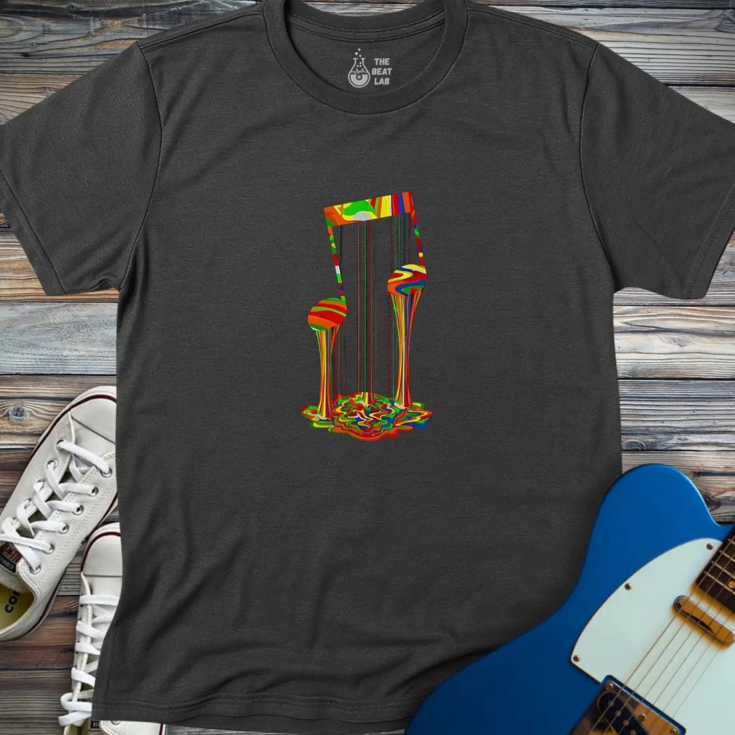 Melting Note T-shirt - Dark Heather Grey / S - T-Shirt