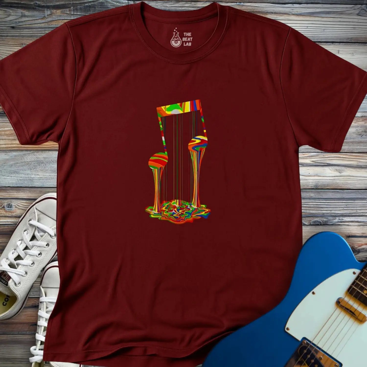 Melting Note T-shirt - Maroon / S - T-Shirt