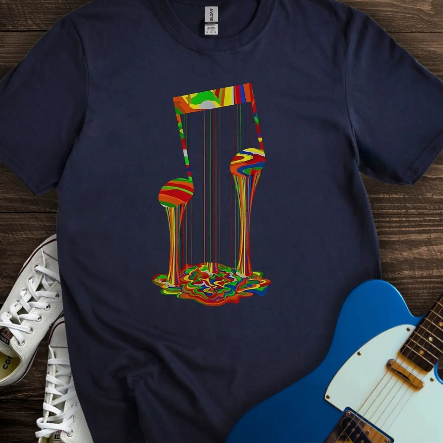 Melting Note T-shirt - Navy / S - T-Shirt