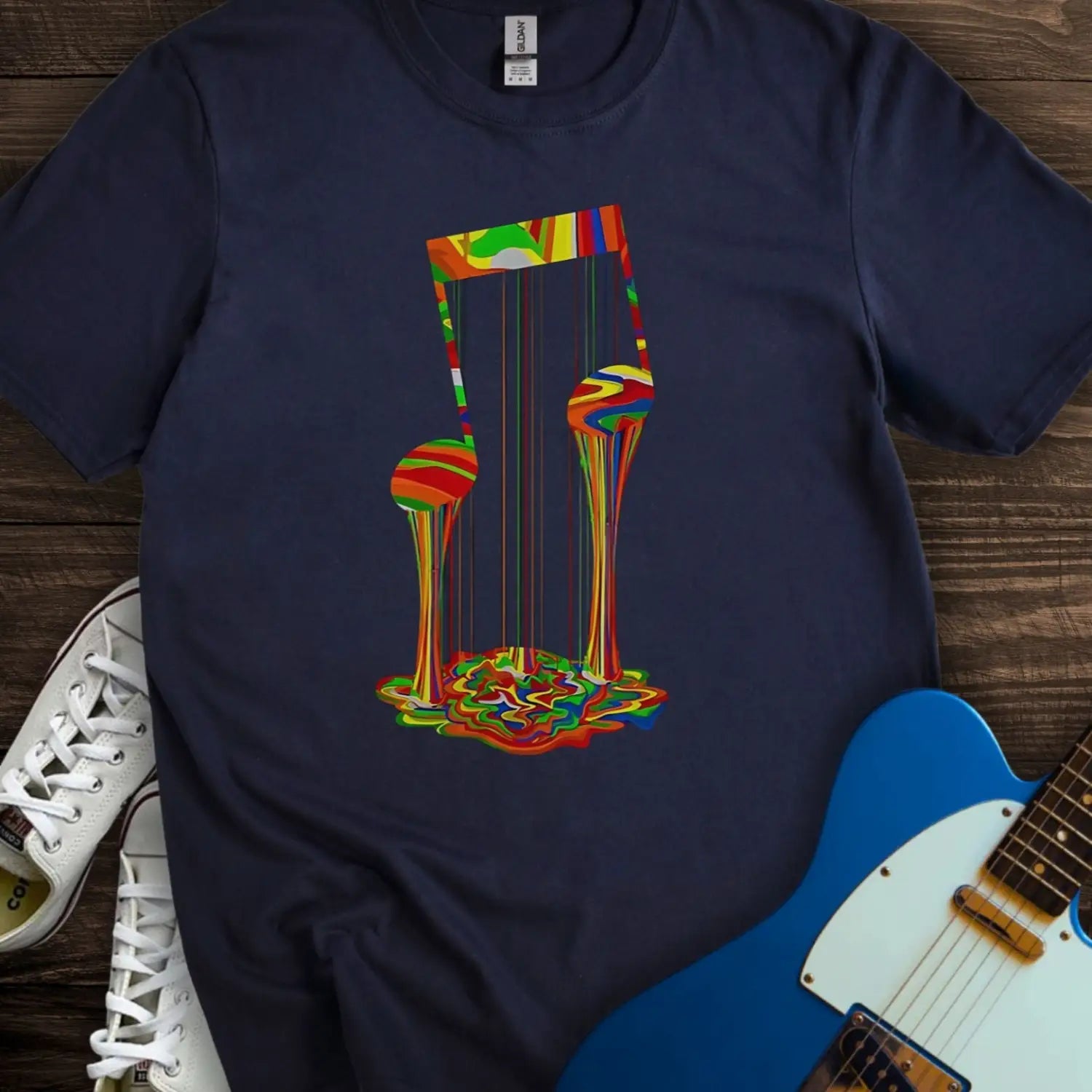 Melting Note T-shirt - Navy / S - T-Shirt