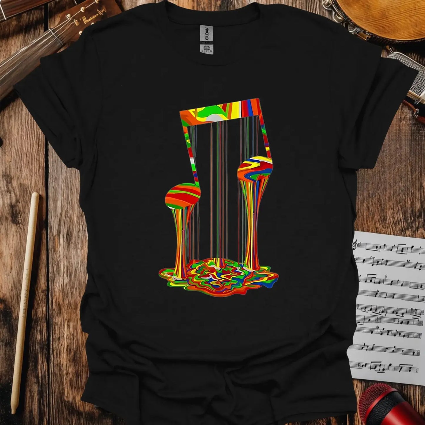 Melting Note T-shirt - S / Black - T-Shirt