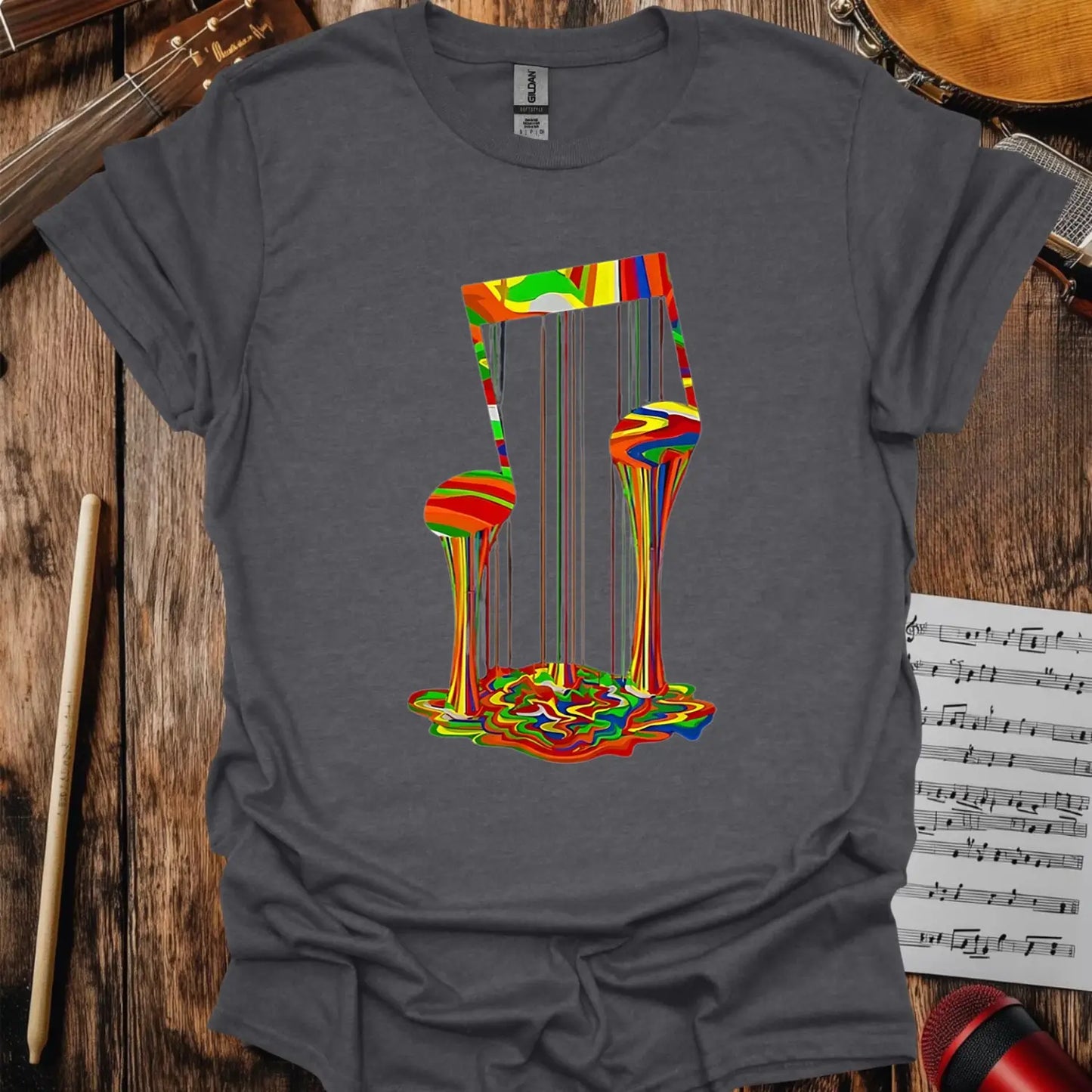 Melting Note T-shirt - S / Dark Heather Grey - T-Shirt