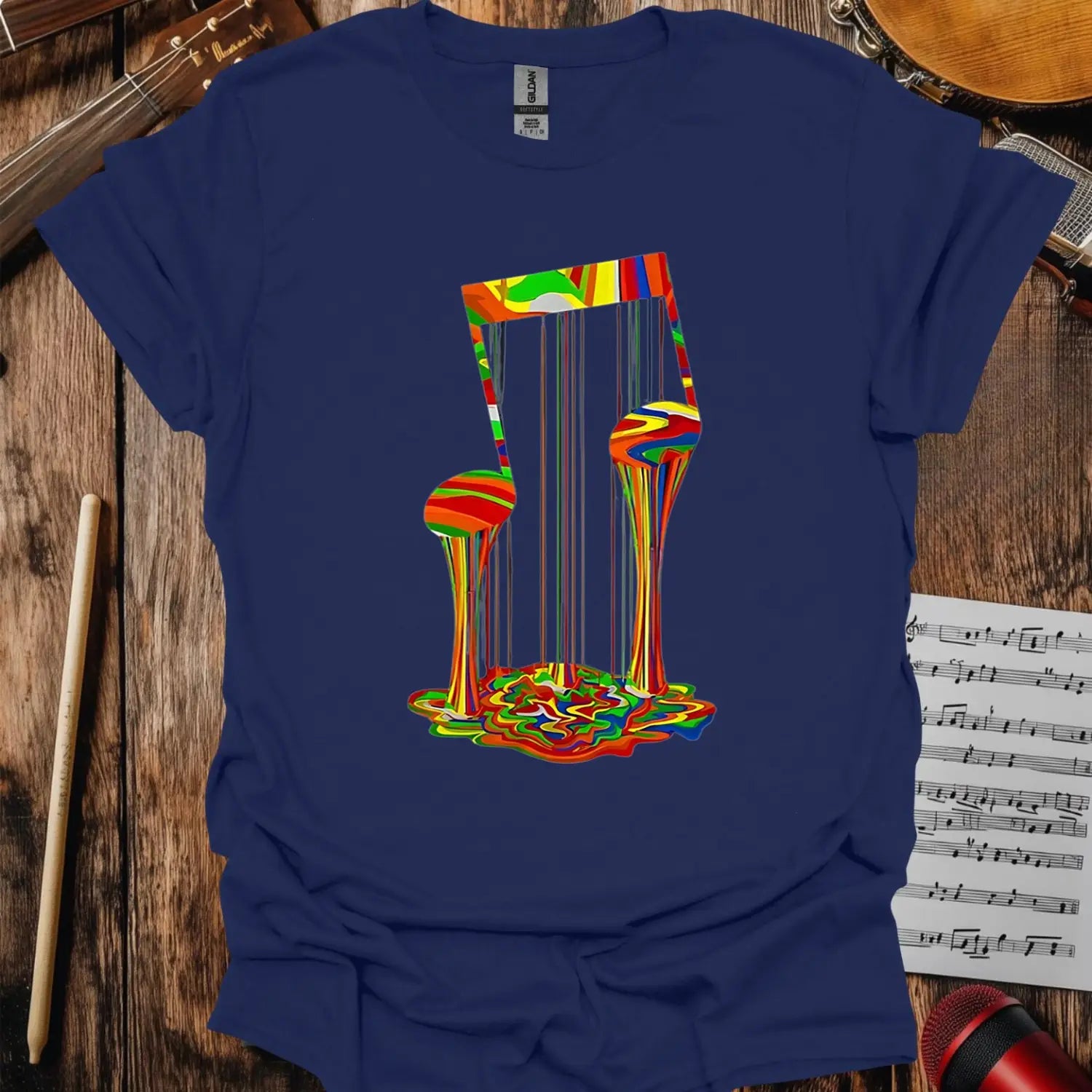 Melting Note T-shirt - S / Navy - T-Shirt