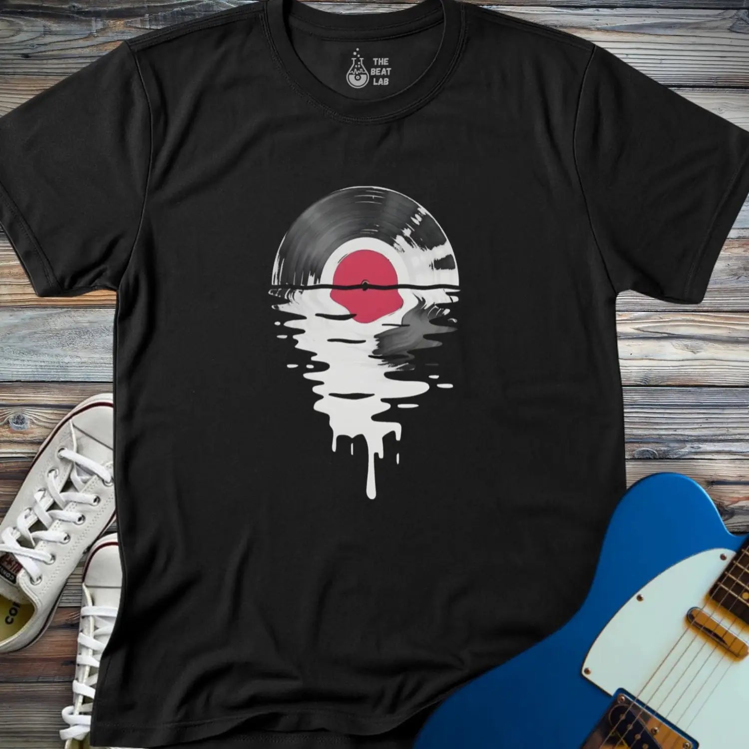 Melting Vinyl Record T-shirt - Black / S - T-Shirt