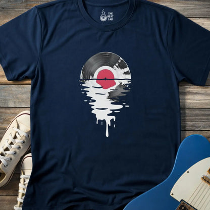 Melting Vinyl Record T-shirt - Navy / S - T-Shirt