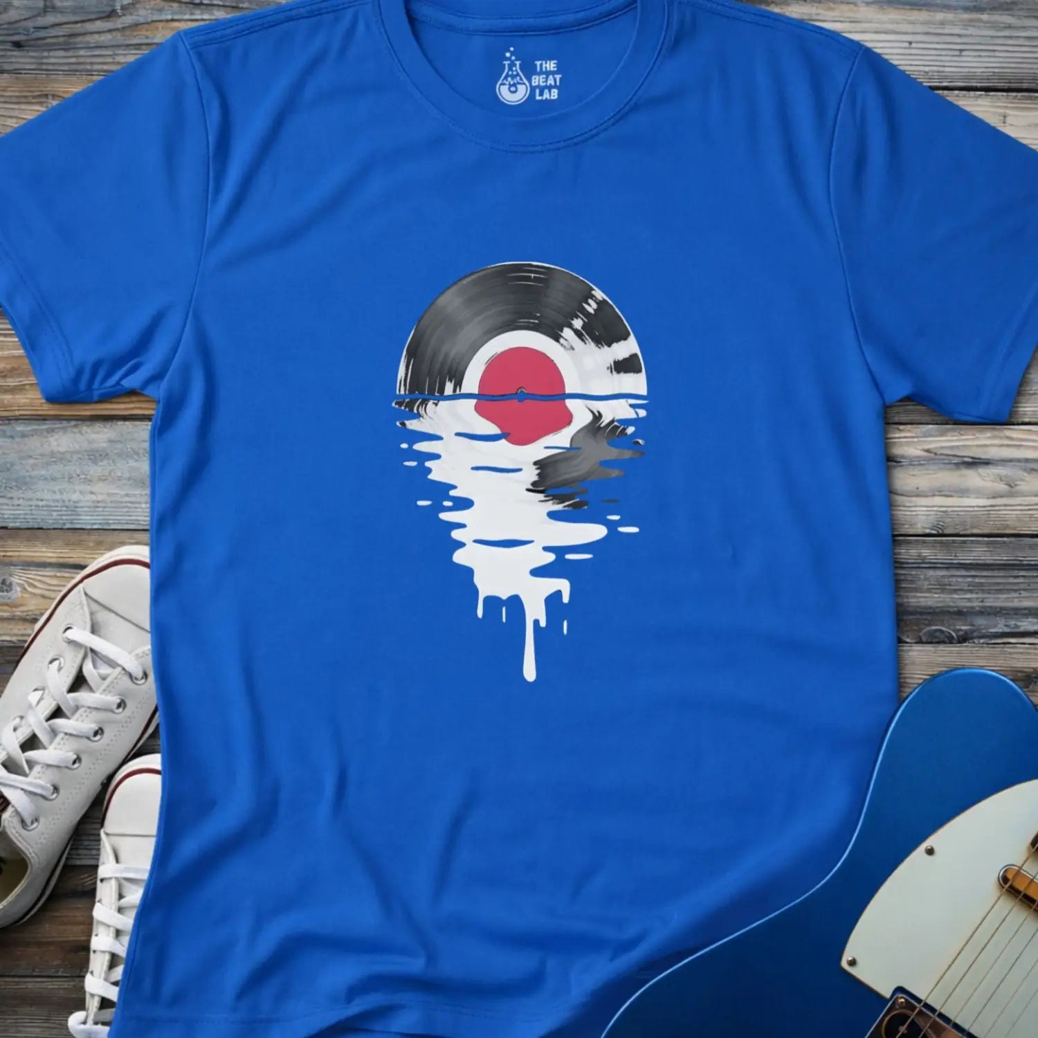 Melting Vinyl Record T-shirt - Royal / S - T-Shirt