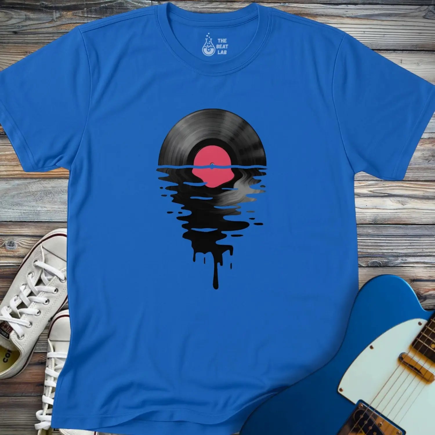 Melting Vinyl Record T-shirt - Royal / S - T-Shirt