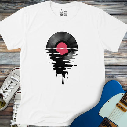 Melting Vinyl Record T-shirt - White / S - T-Shirt