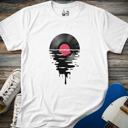 Melting Vinyl Record T-shirt - White / S - T-Shirt