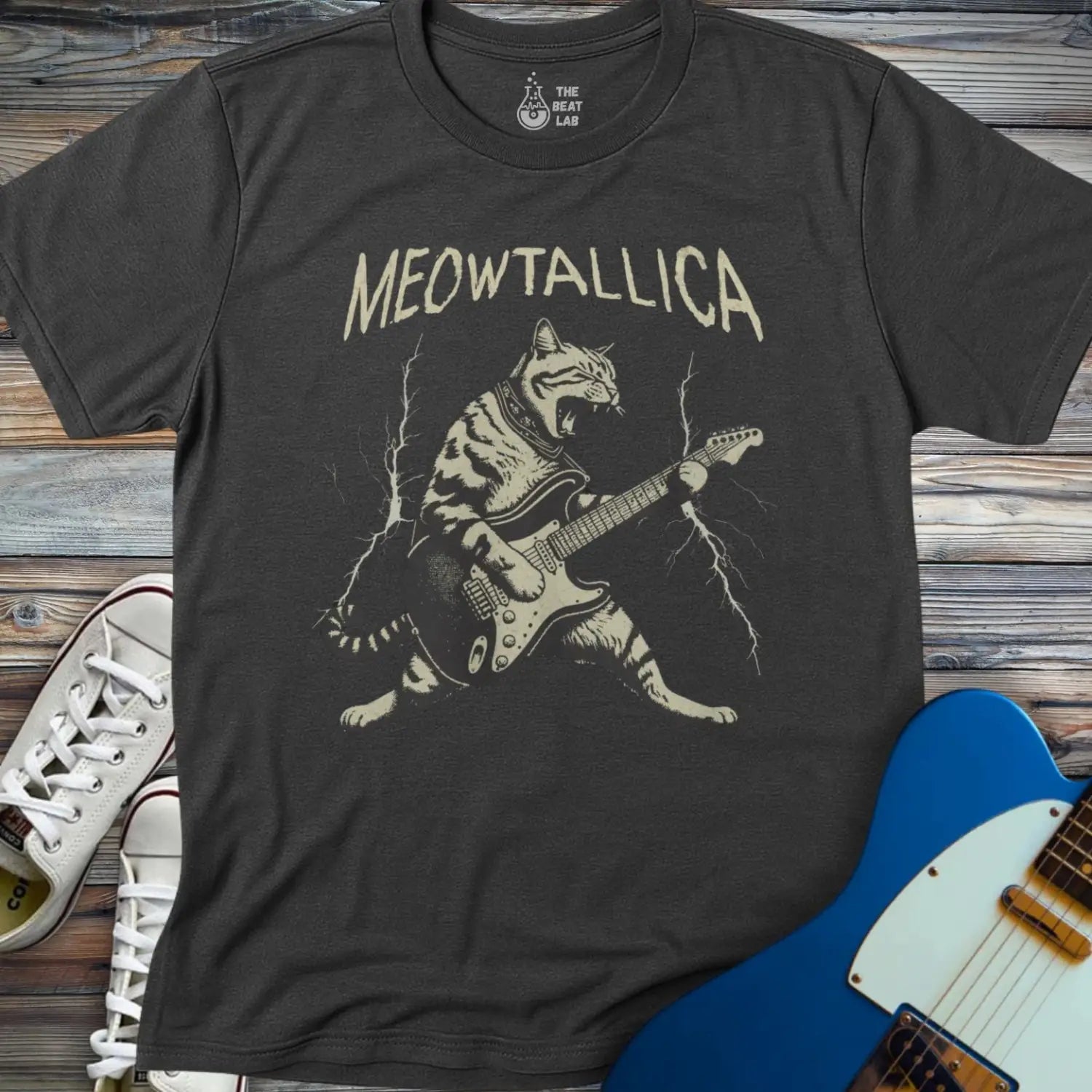 Meowtallica T-shirt - Dark Heather Grey / S - T-Shirt