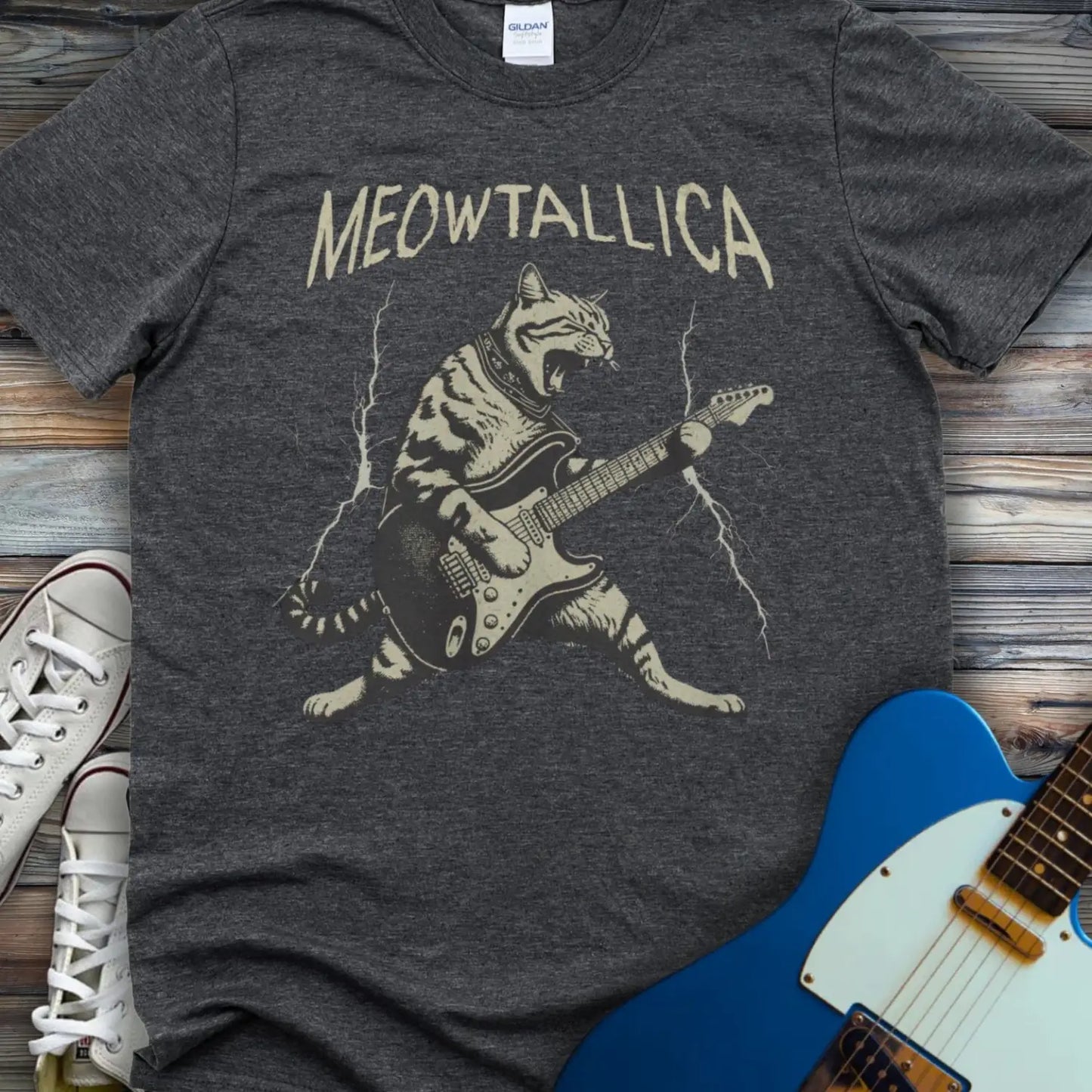 Meowtallica T-shirt Dark Heather Grey