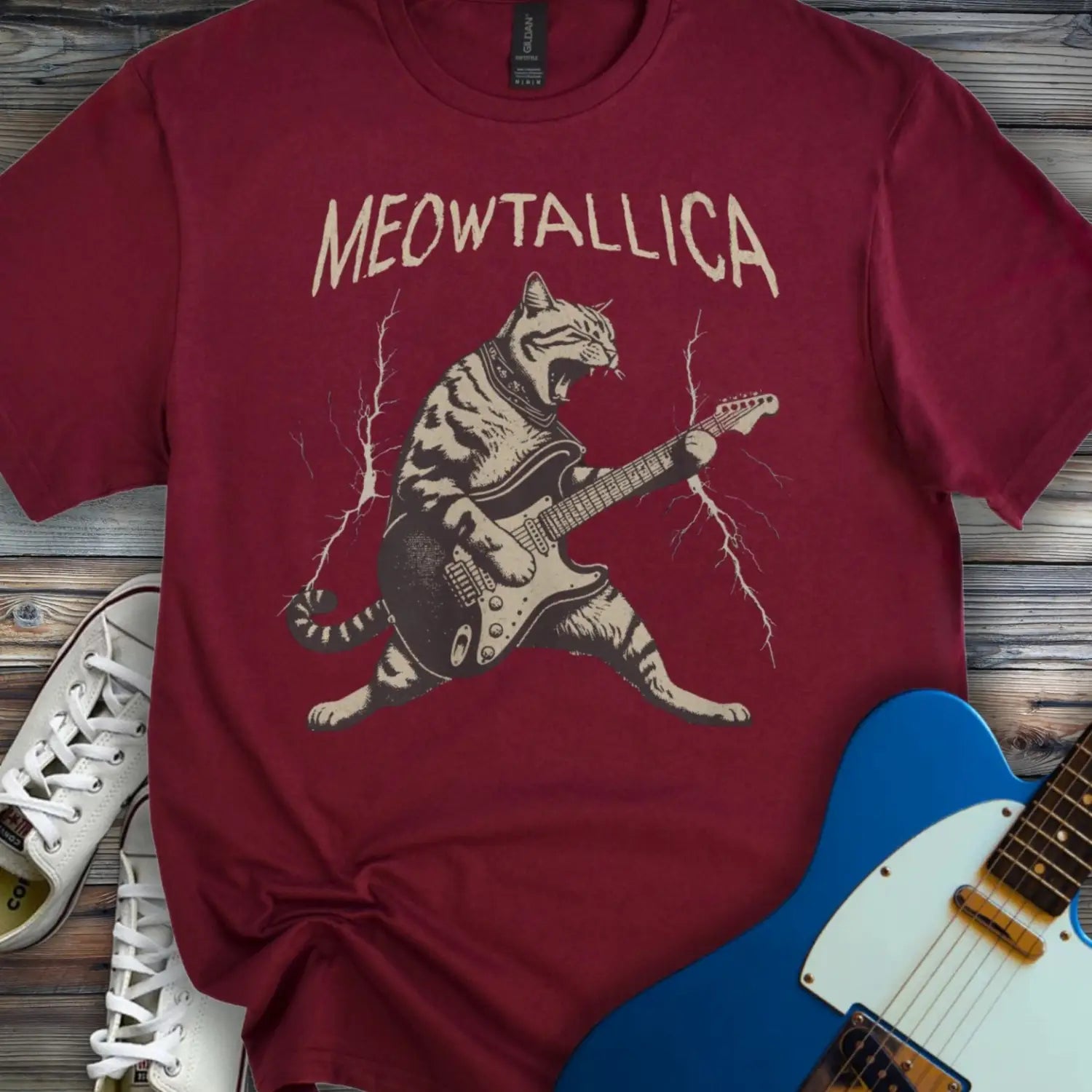 Meowtallica T-shirt Maroon