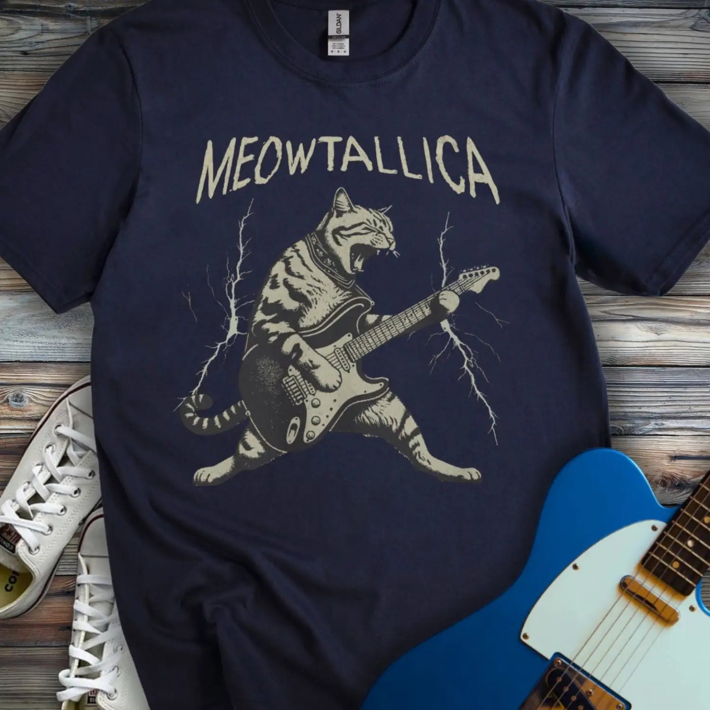 Meowtallica T-shirt Navy