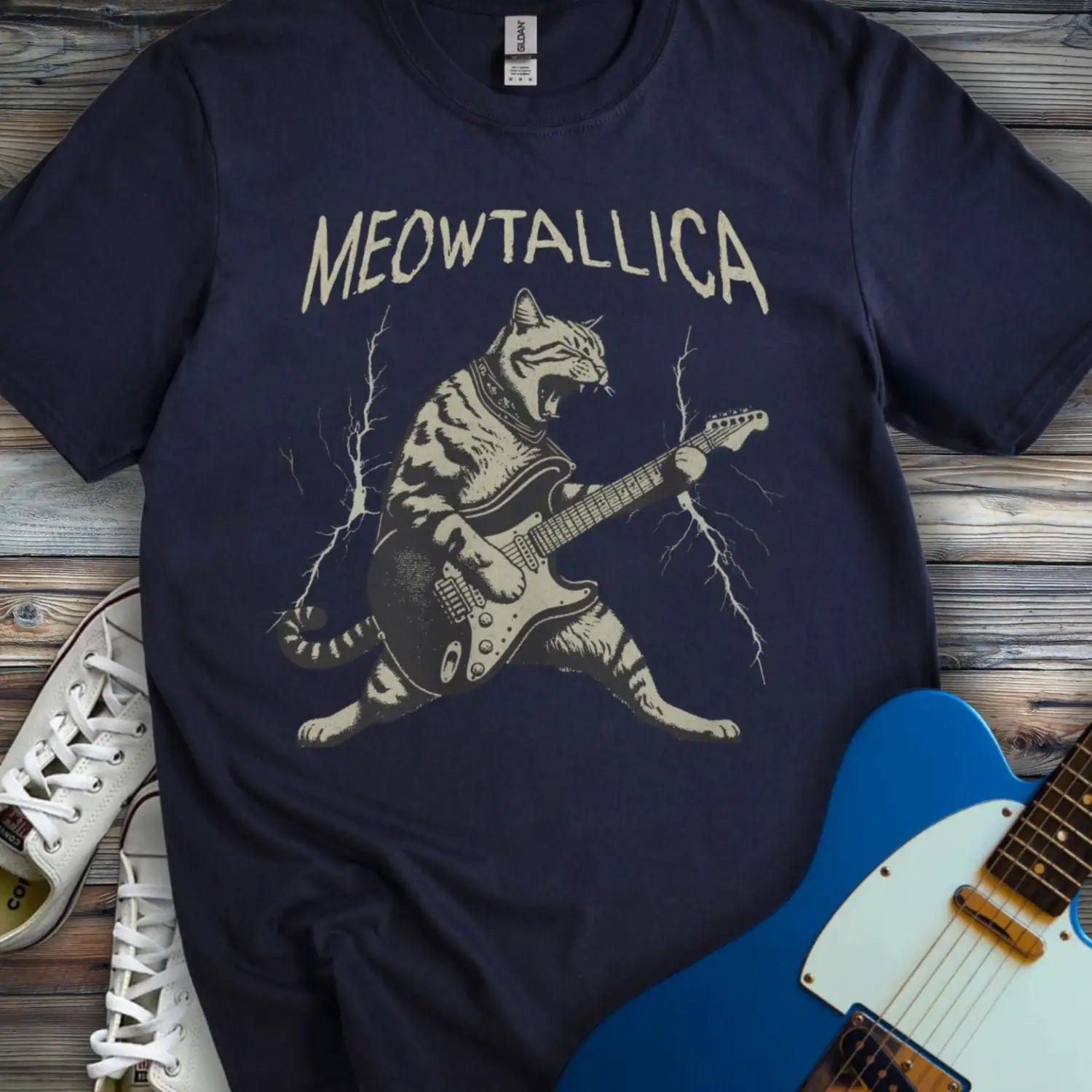 Meowtallica T-shirt Navy