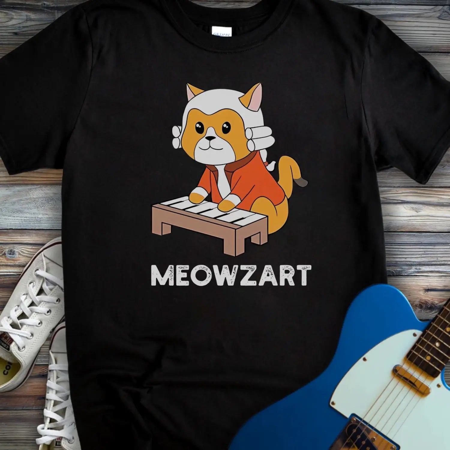 Meowzart T-shirt - Black / S - T-Shirt