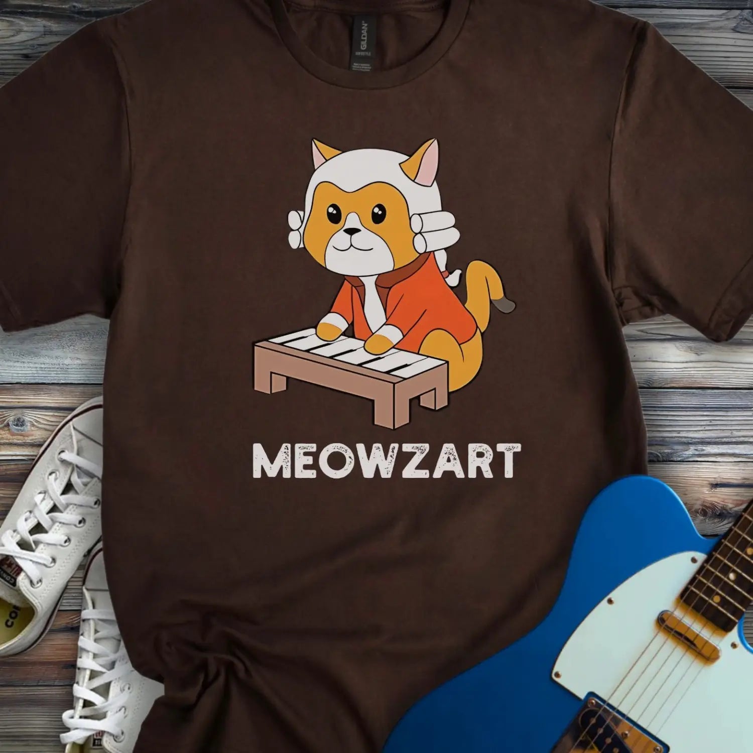 Meowzart T-shirt - Dark Chocolate / S - T-Shirt