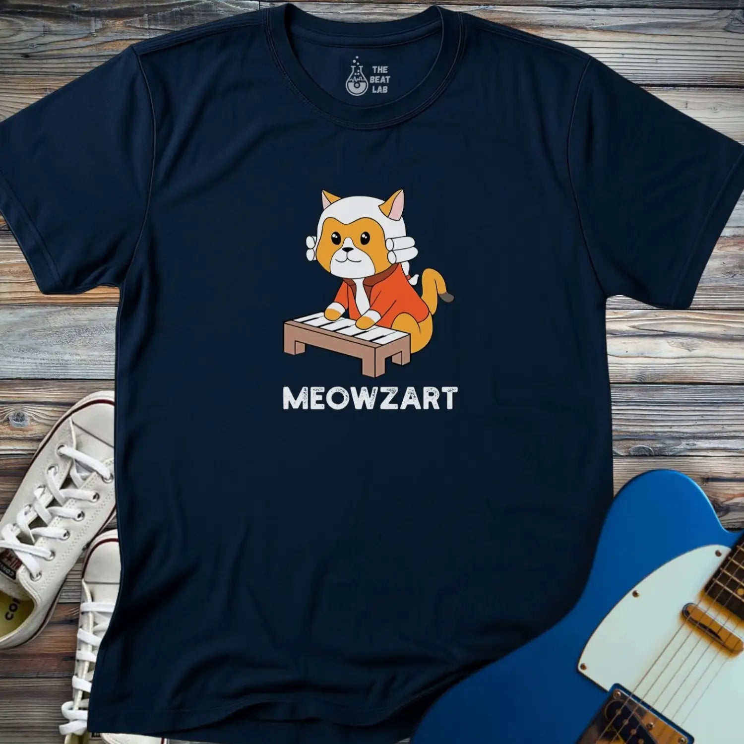 Meowzart T-shirt - Navy / S - T-Shirt