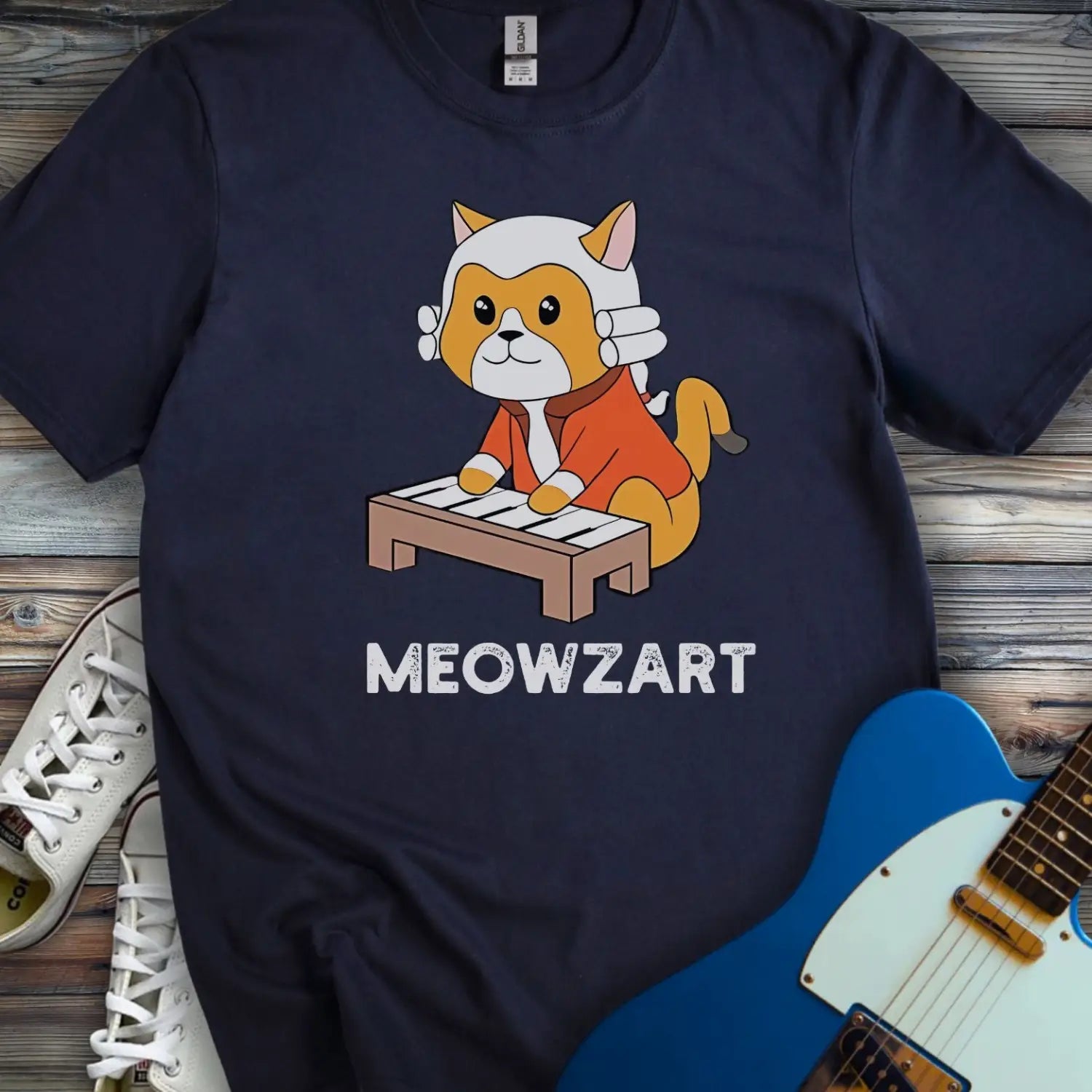 Meowzart T-shirt - Navy / S - T-Shirt