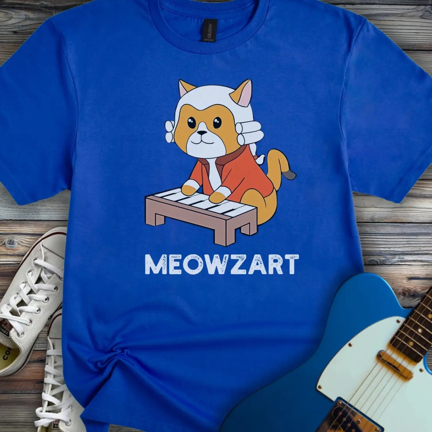 Meowzart T-shirt - Royal / S - T-Shirt