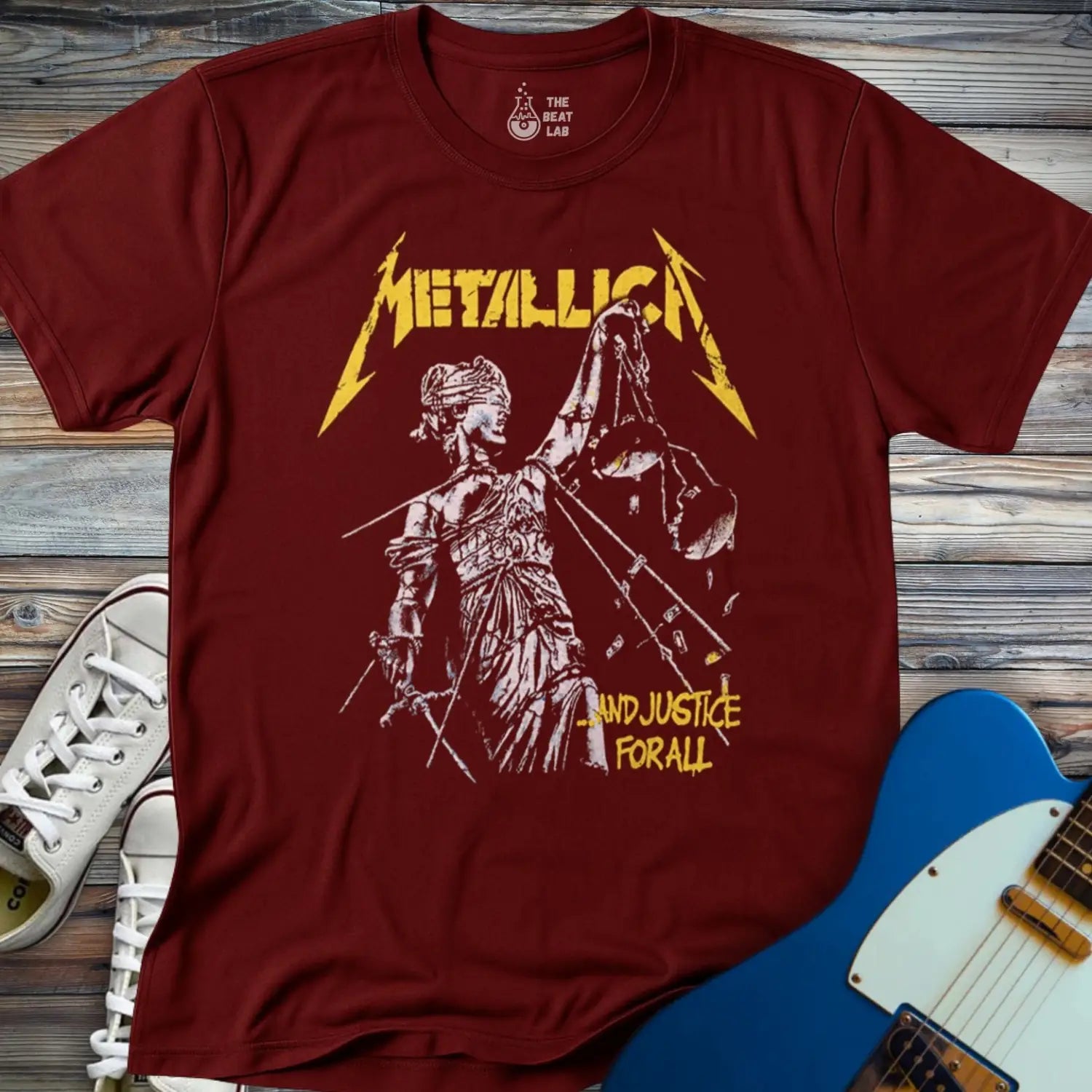Metallica Justice For All T-shirt - Maroon / S - T-Shirt