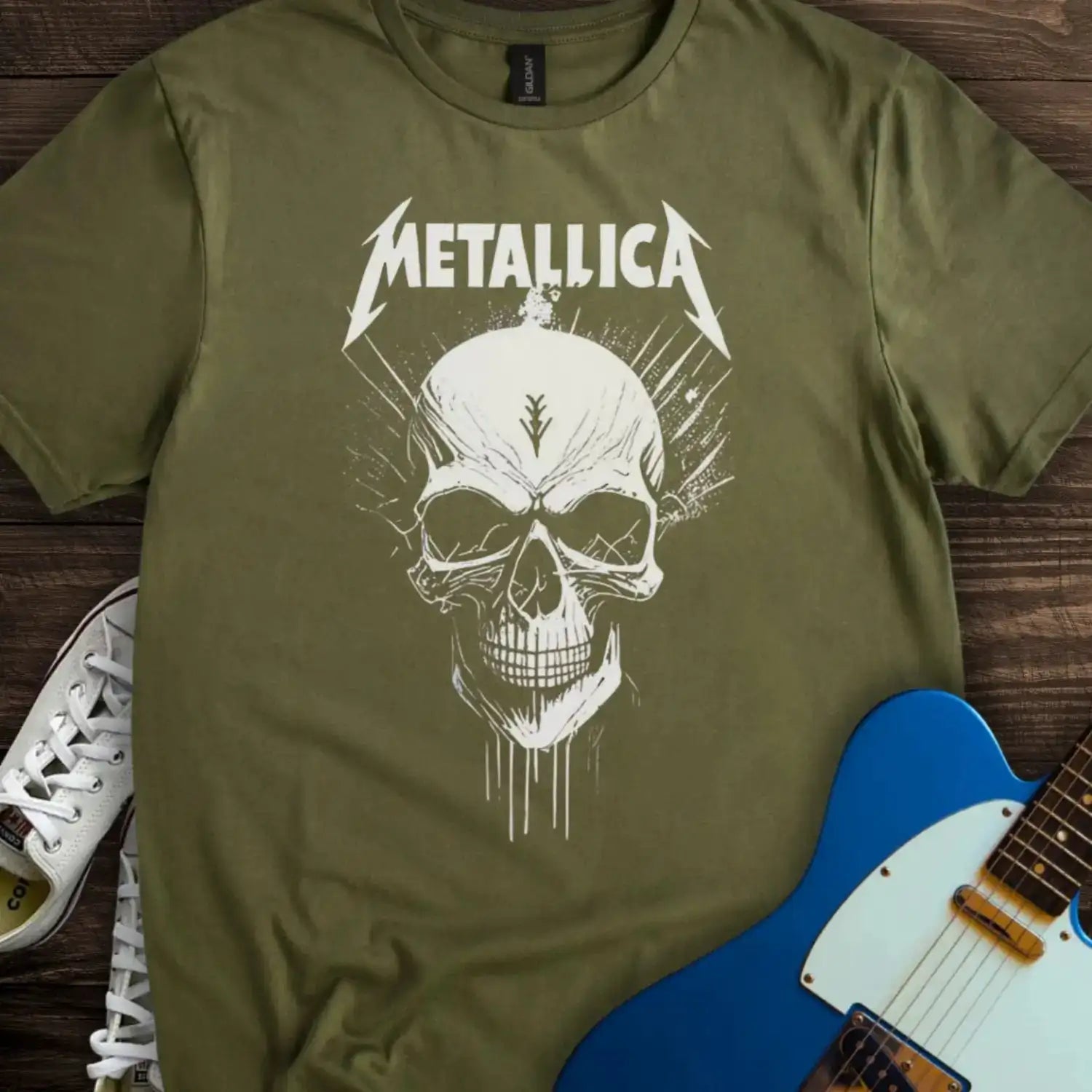 Metallica Skull T-shirt Military Green
