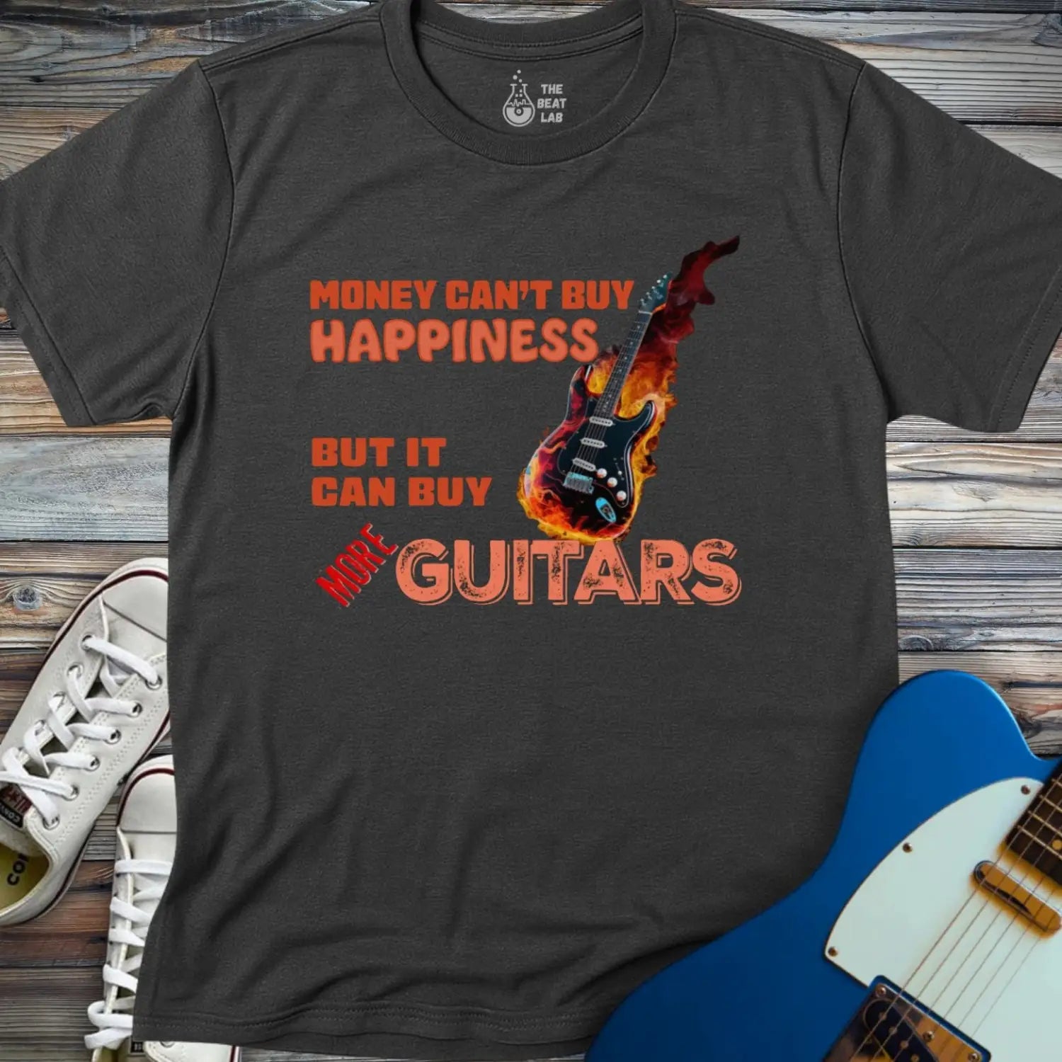 Money Can’t Buy Happiness T-shirt - Dark Heather Grey / S - T-Shirt