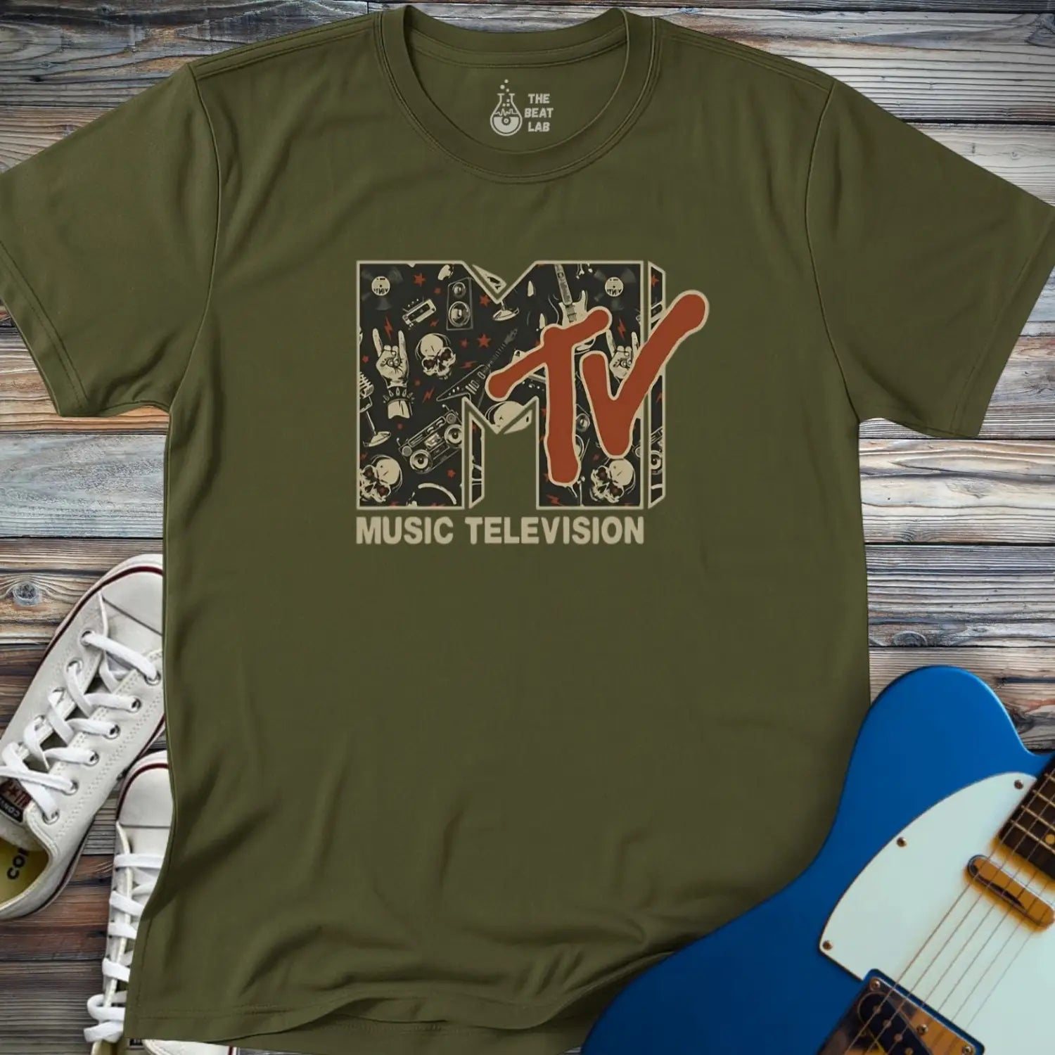 MTV Music Television T-shirt - Military Green / S - T-Shirt