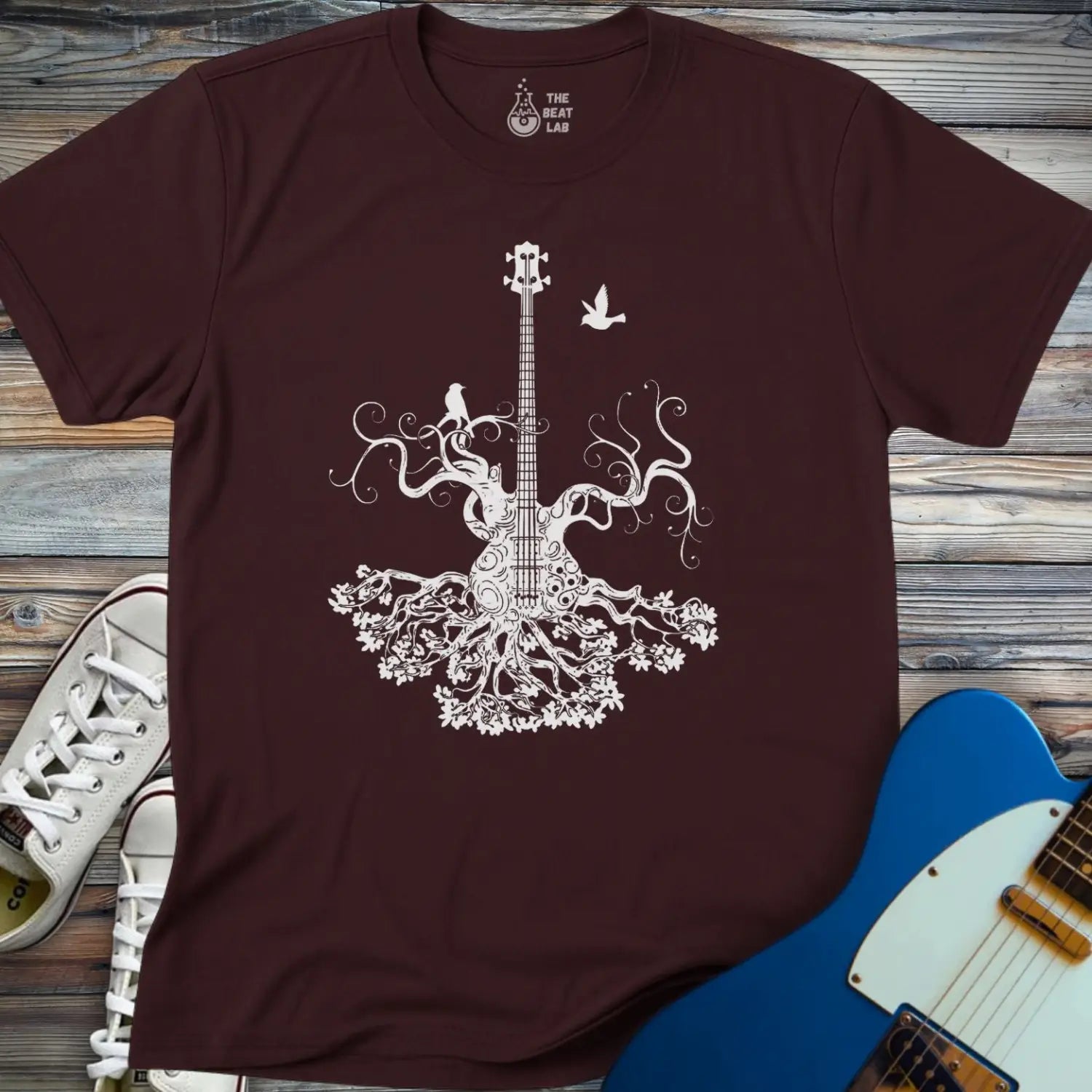 Music Guitar Tree T-shirt - Dark Chocolate / S - T-Shirt