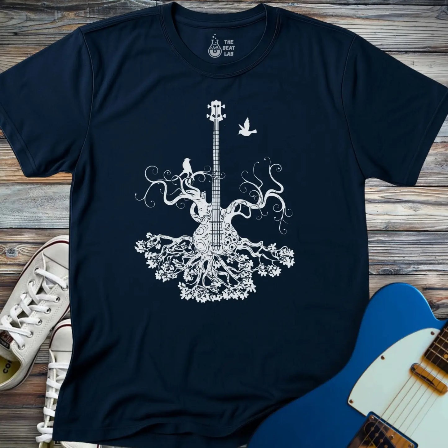 Music Guitar Tree T-shirt - Navy / S - T-Shirt