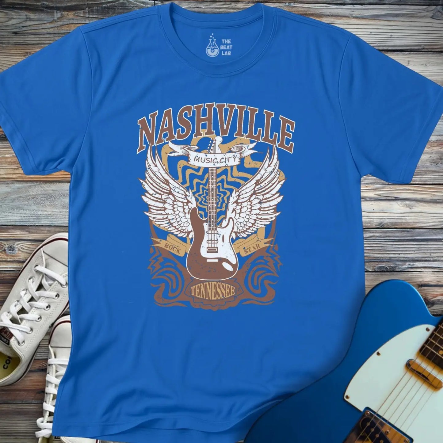 Nashville Music City (II) T-shirt - Royal / S - T-Shirt