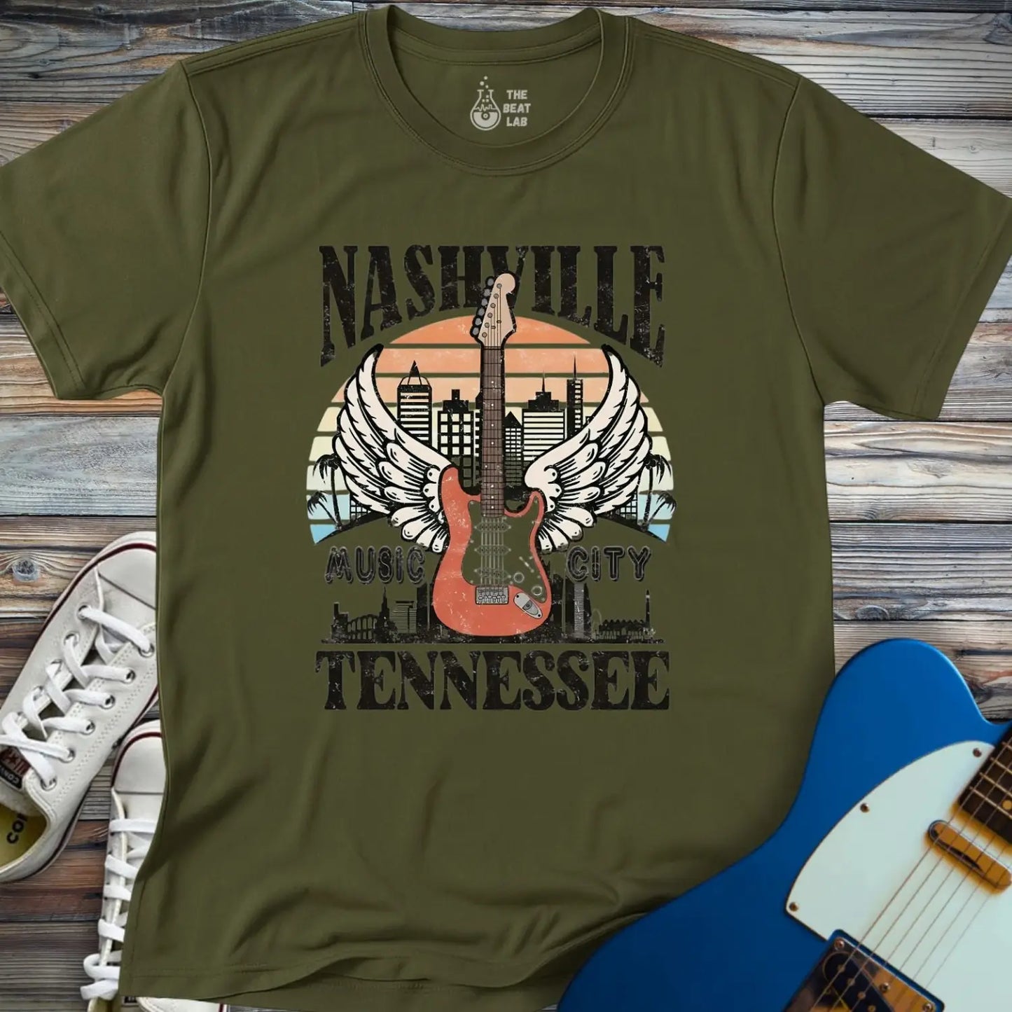 Nashville Music City (IV) T-shirt - Military Green / S - T-Shirt